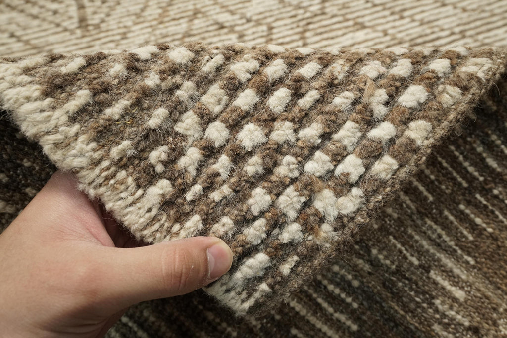 10 Ft Beige Moroccan Runner Rug - Hand Knotted Wool Runner