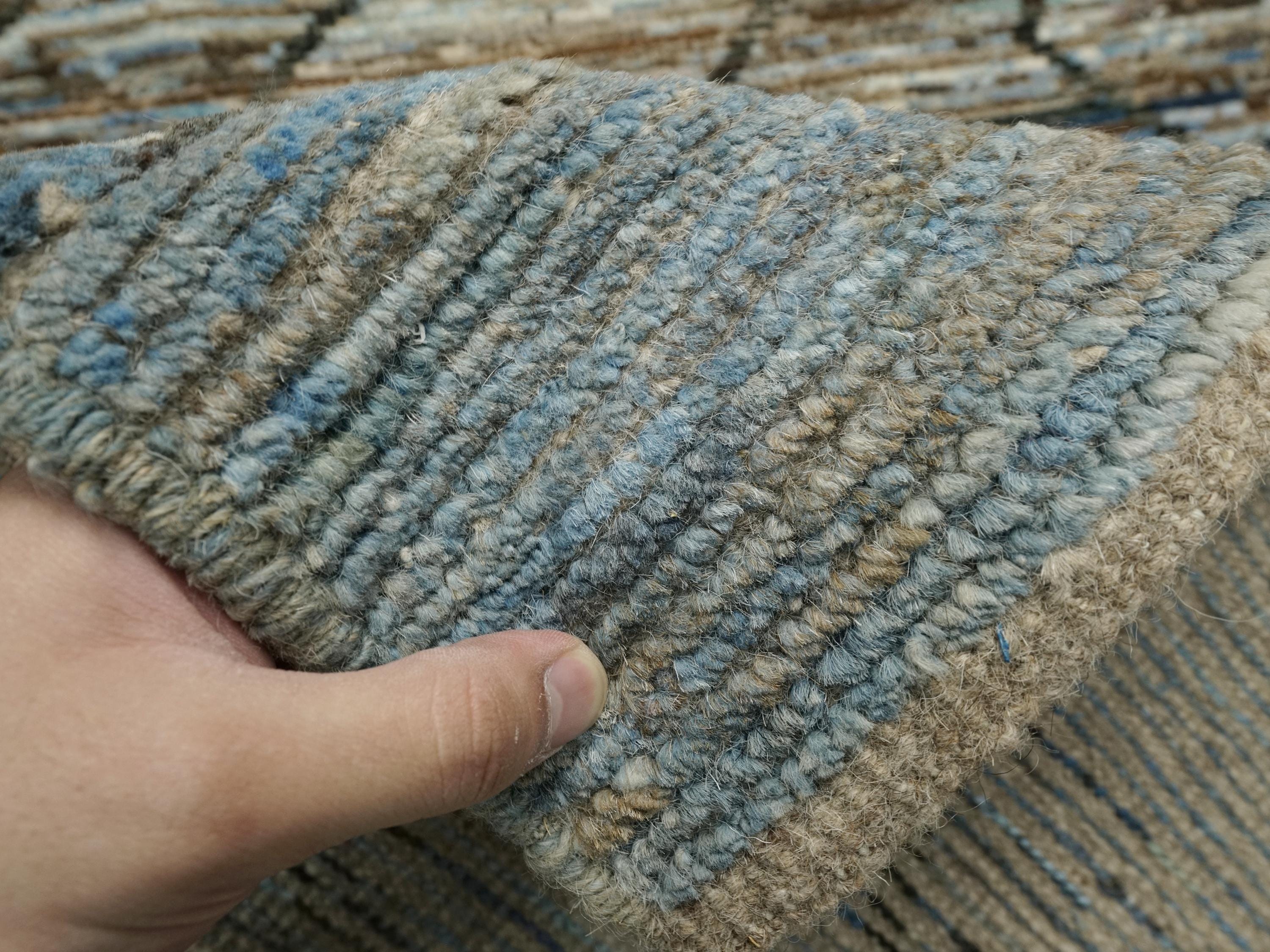 10 Ft Blue Moroccan Runner Rug - Afghan Handmade Wool Hallway Rug