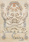 4x6 Ft Beige Tiger Rug - Hand Knotted Oriental Rug