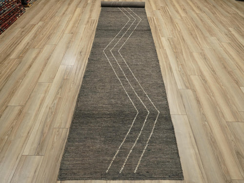 16 Ft Black Moroccan Runner Rug - Afghan Handmade Hallway Rug