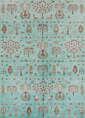 6x8 Ft Hand Knotted Cyan Serapi Rug - Ghazni Wool Persian Rug