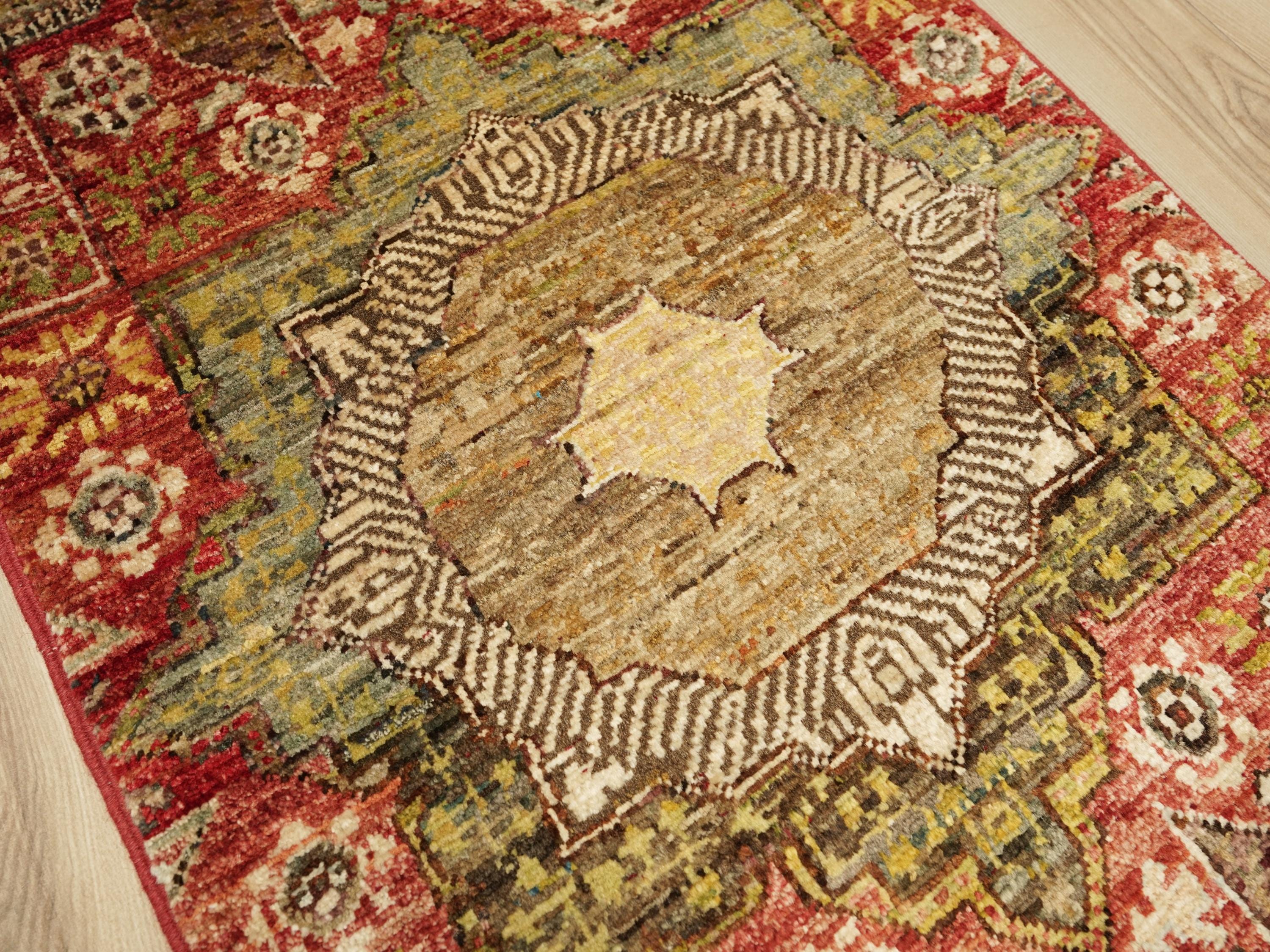 2x3 Ft Red Mamluk Rug - Hand Knotted Oriental Rug
