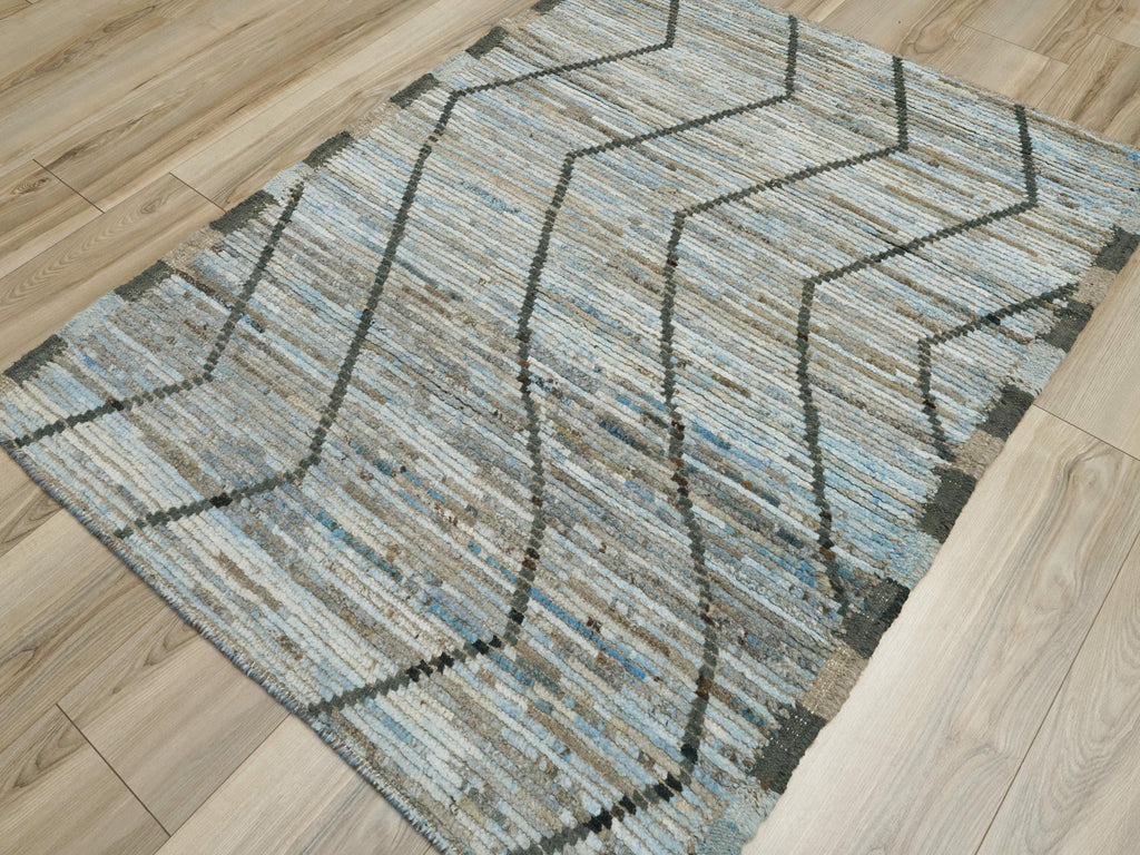 3x5 Ft Blue Moroccan Rug - Hand Knotted Area Rug