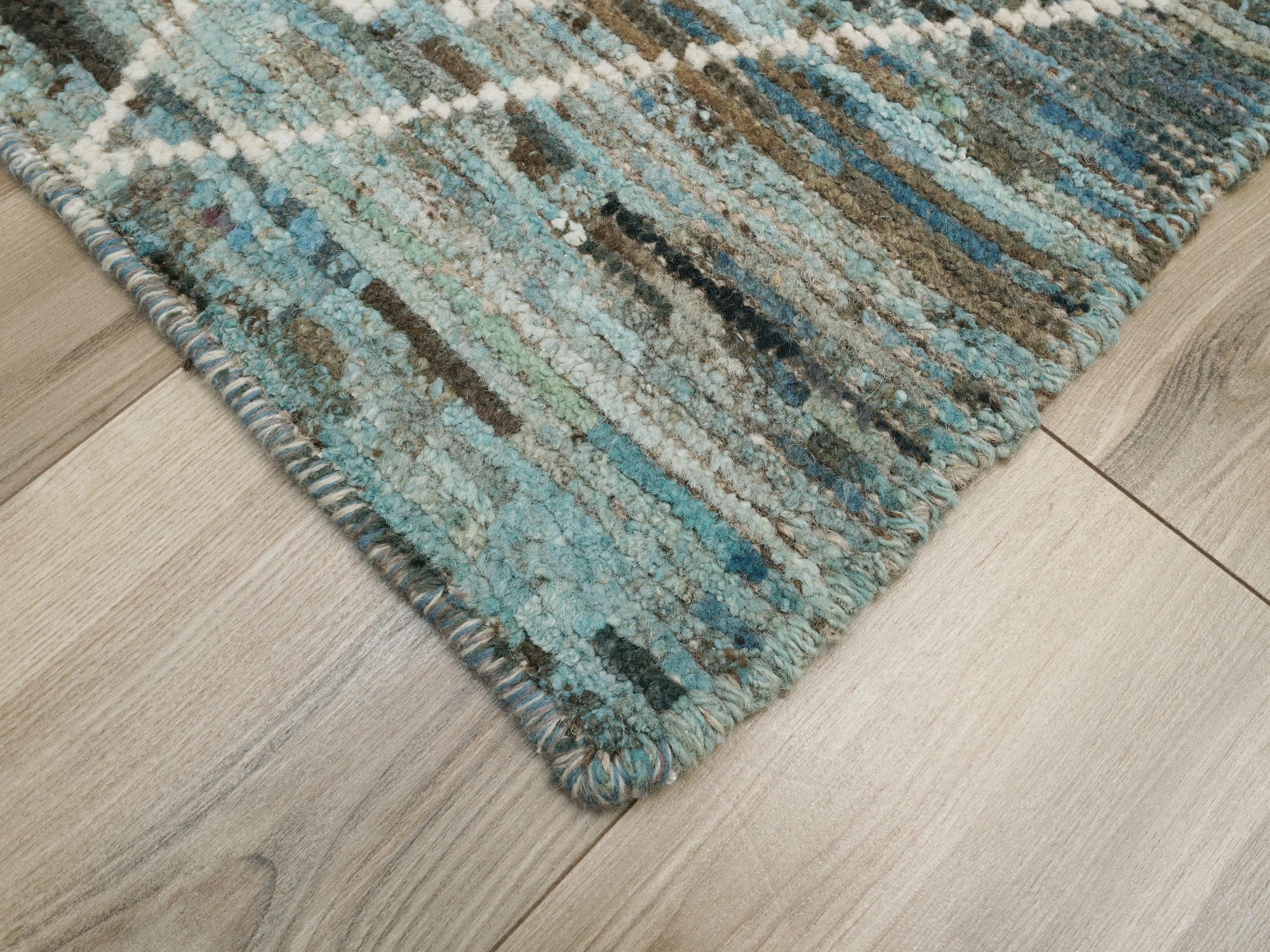 3x5 Ft Blue Moroccan Rug - Hand Knotted Area Rug