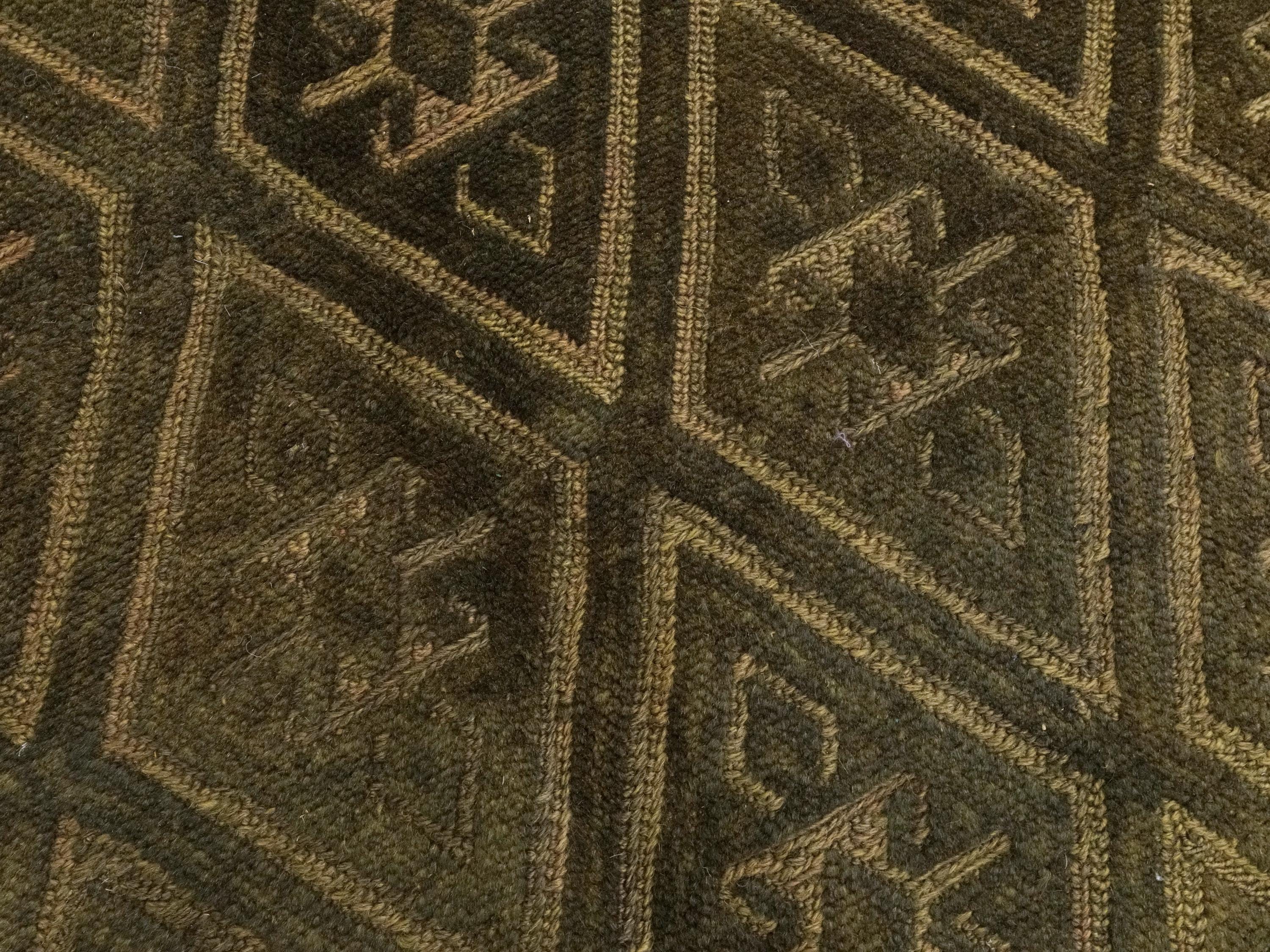 5x6 Ft Dark Green Tribal Kilim Rug - Hand-Knotted Wool - Vintage Afghan Rug