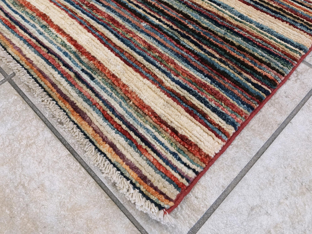 6x9 Ft Colorful Gabbeh Rug - Afghan Wool Area Rug - Striped Design