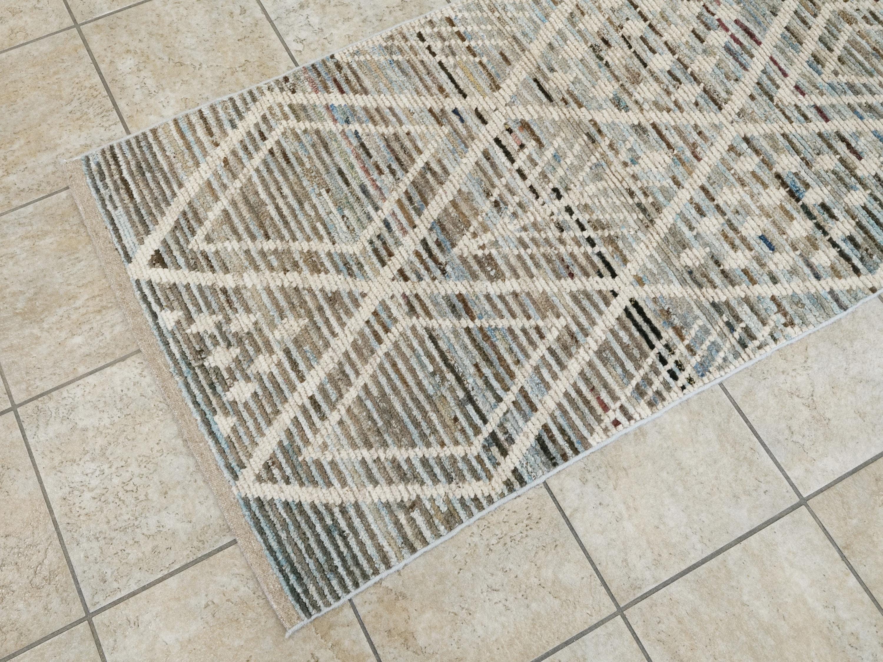 10 Ft Light Blue Moroccan Runner Rug - Afghan Handmade Wool