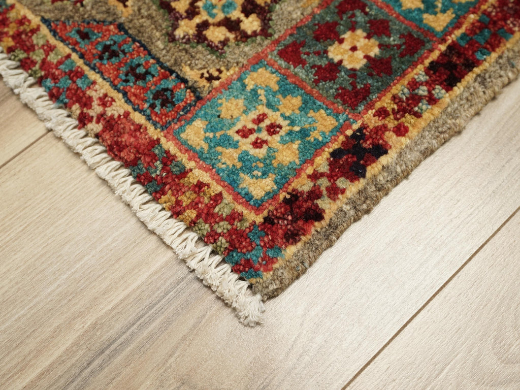 2x3 Ft Hand Knotted Mamluk Rug - Brown & Red Oriental Accent Rug