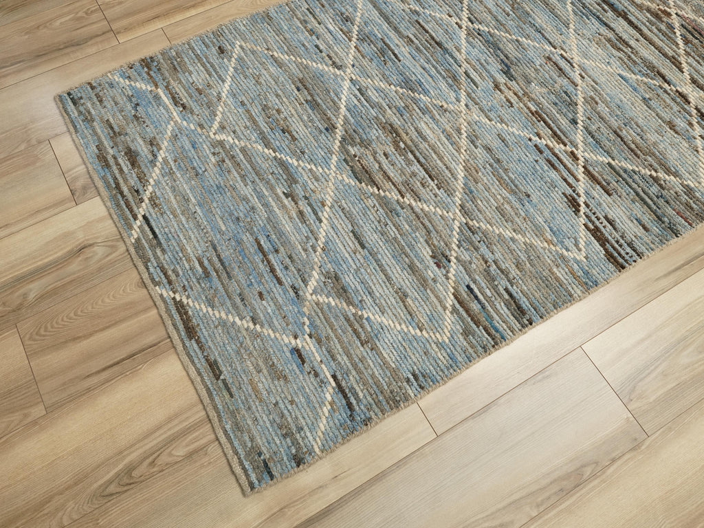 10 Ft Light Blue Moroccan Runner Rug - Afghan Handmade Rug