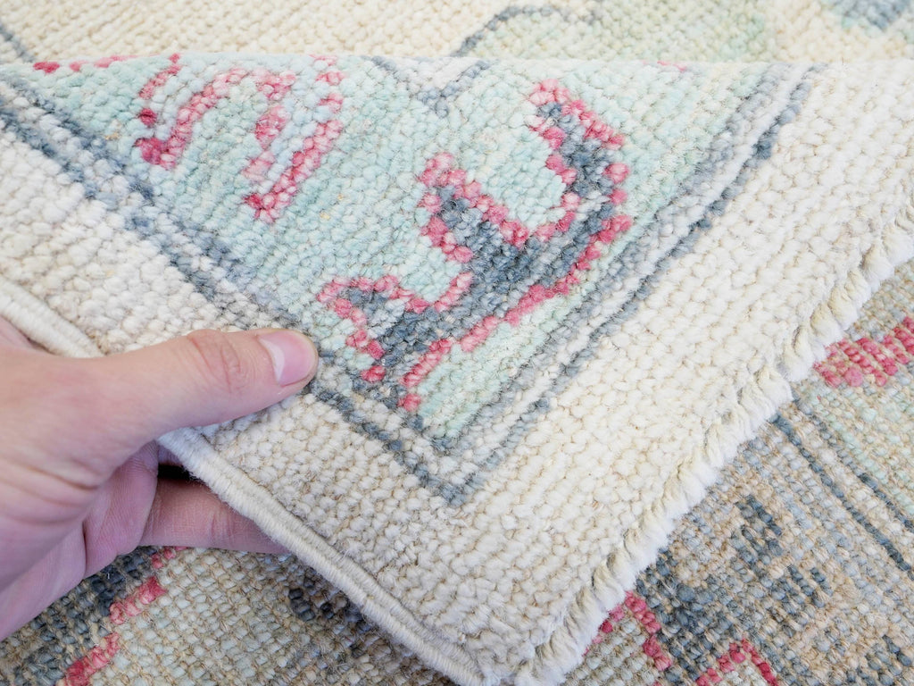 9x12 Ft White Pastel Oushak Rug - Handmade Area Rug - Floral Design