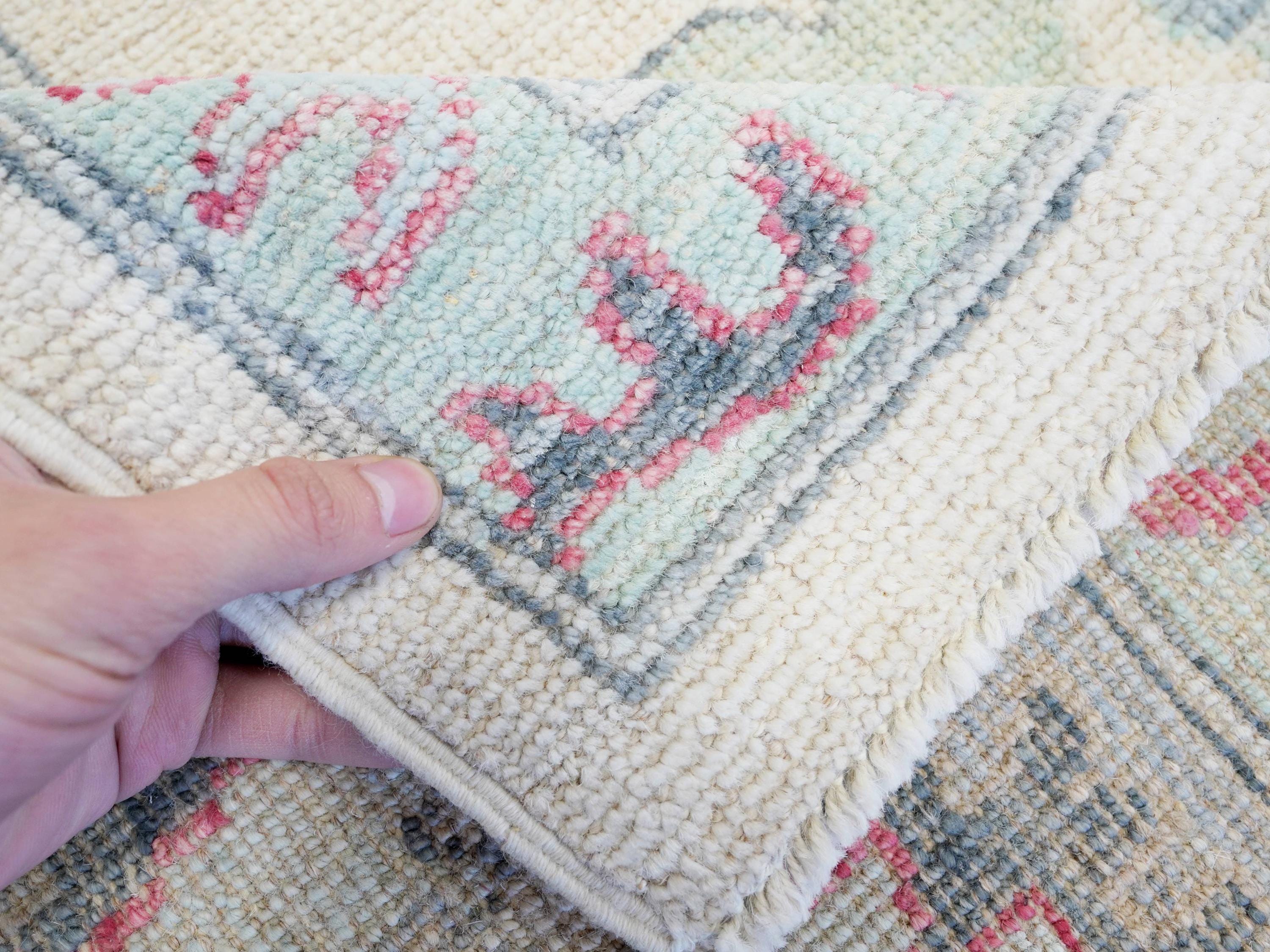9x12 Ft White Pastel Oushak Rug - Handmade Area Rug - Floral Design