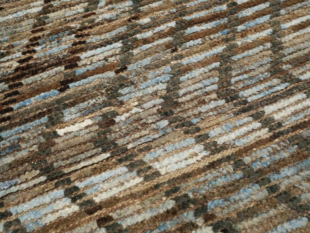10 Ft Handmade Moroccan Runner Rug - Blue & Brown Afghan Rug