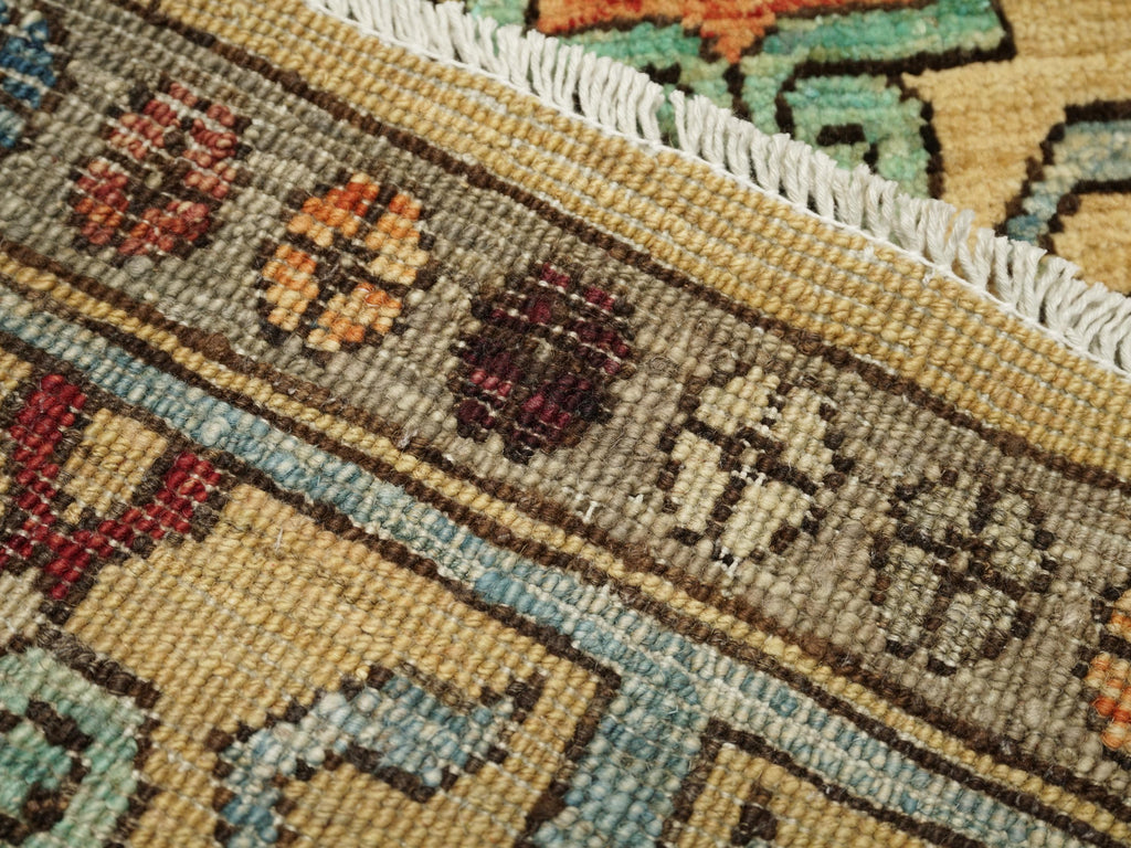 2x3 Ft Hand Knotted Yellow Serapi Rug - Wool Persian Rug