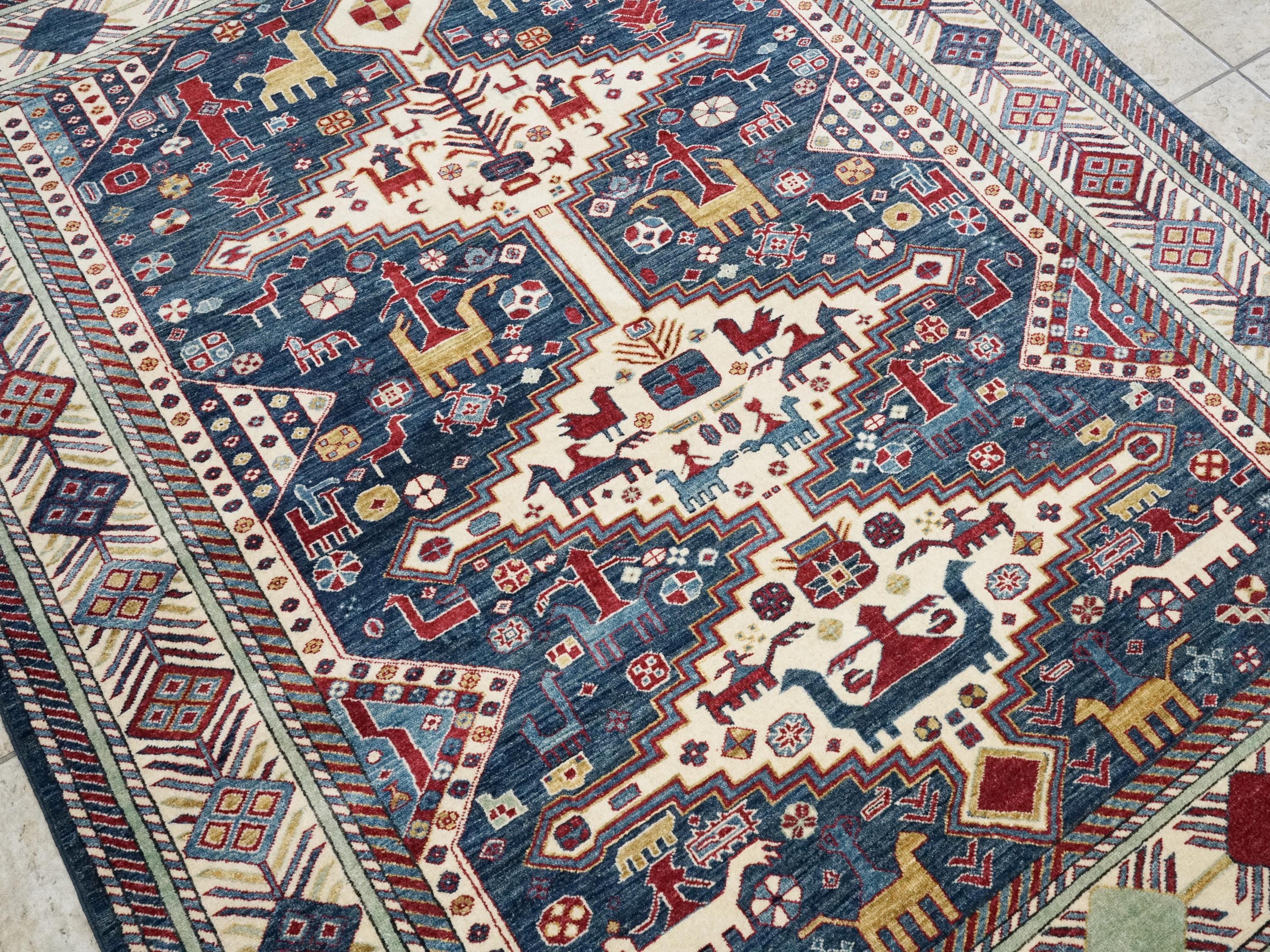 5x7 Ft Blue Bidjar Rug - Oriental Tribal Area Rug