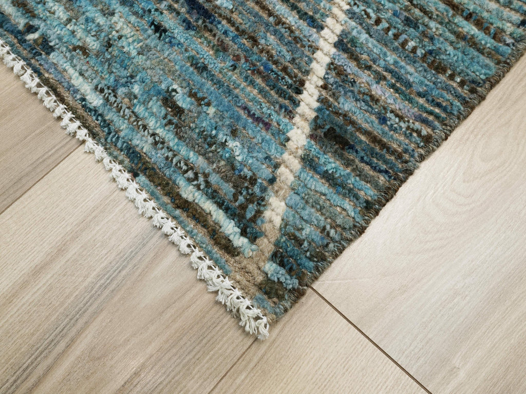 3x5 Ft Blue Moroccan Rug - Hand Knotted Area Rug