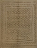 6x9 FT Hand Knotted Wool Kilim Rug - Dark Brown Tribal Design