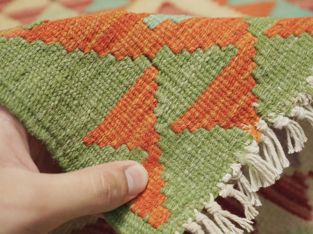 10 Ft Red Kilim Runner Rug - Flat Weave Wool Rug