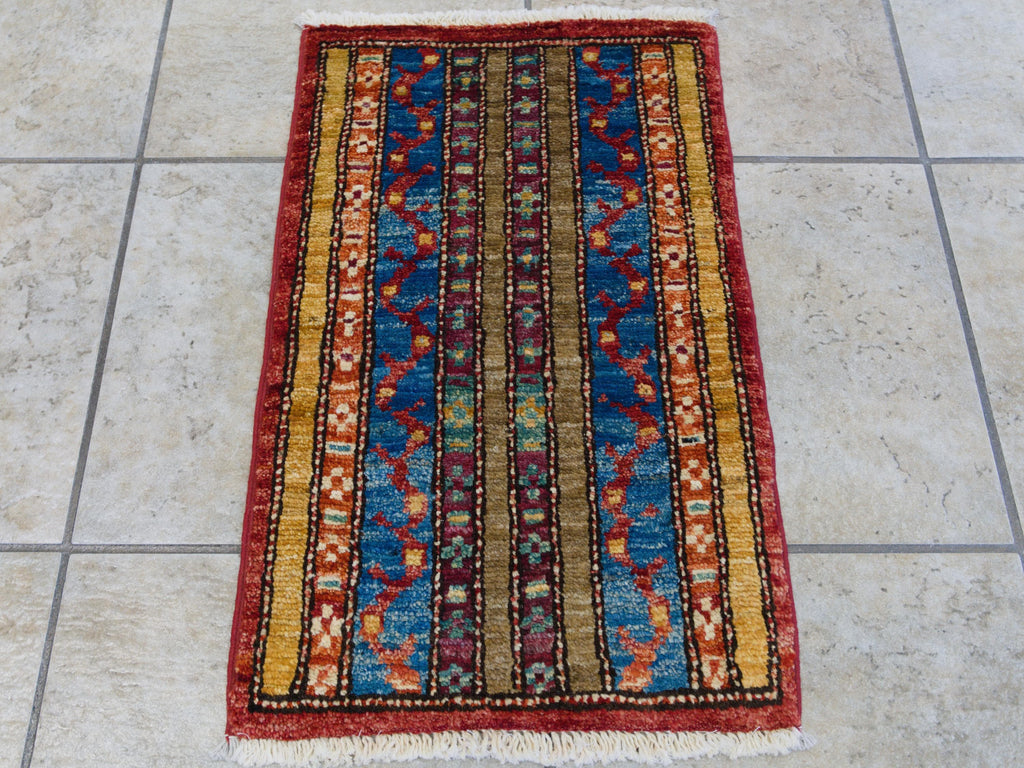 1x2 Ft Blue Khorjin Rug - Wool Accent Rug