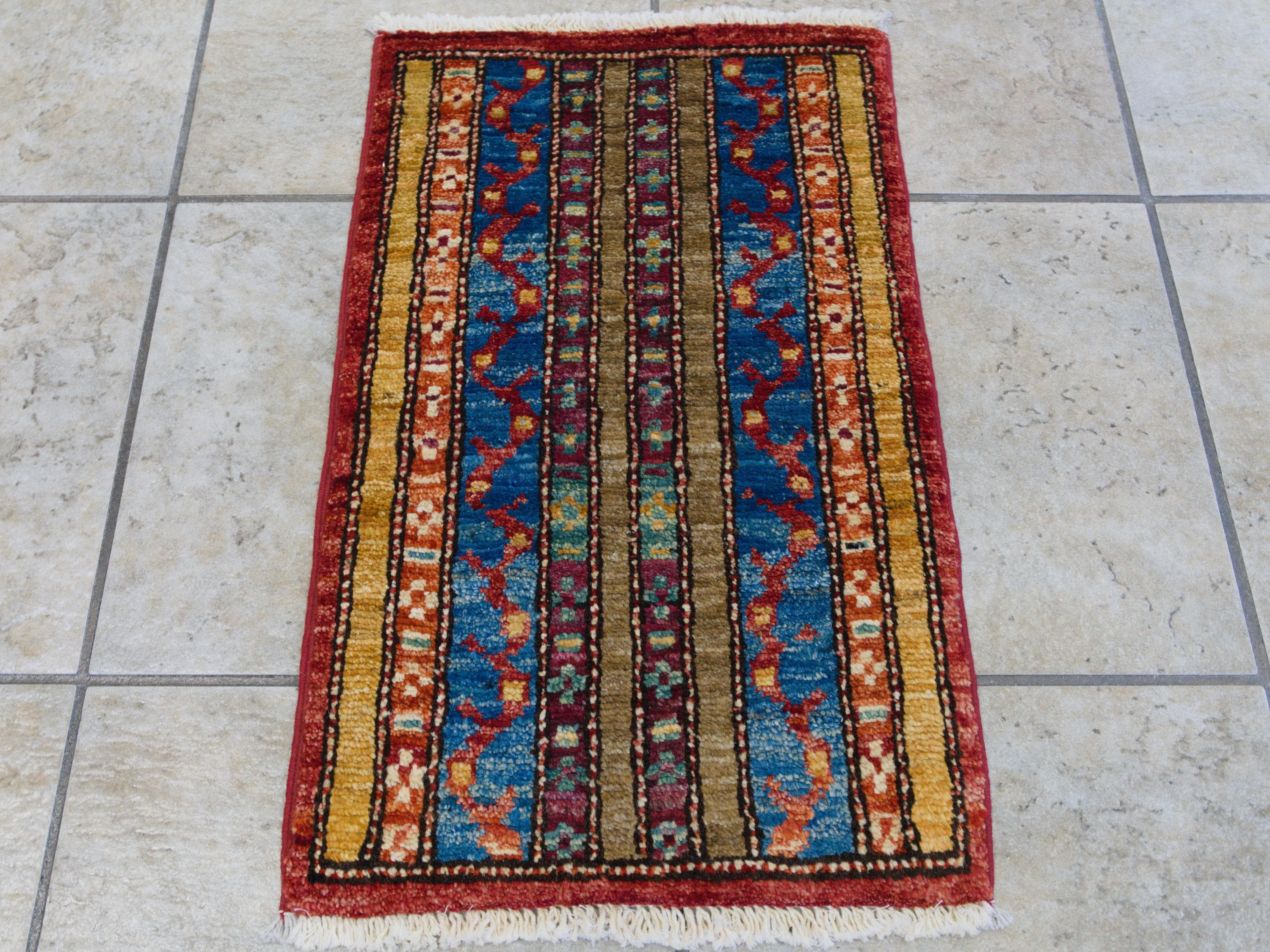 1x2 Ft Blue Khorjin Rug - Wool Accent Rug