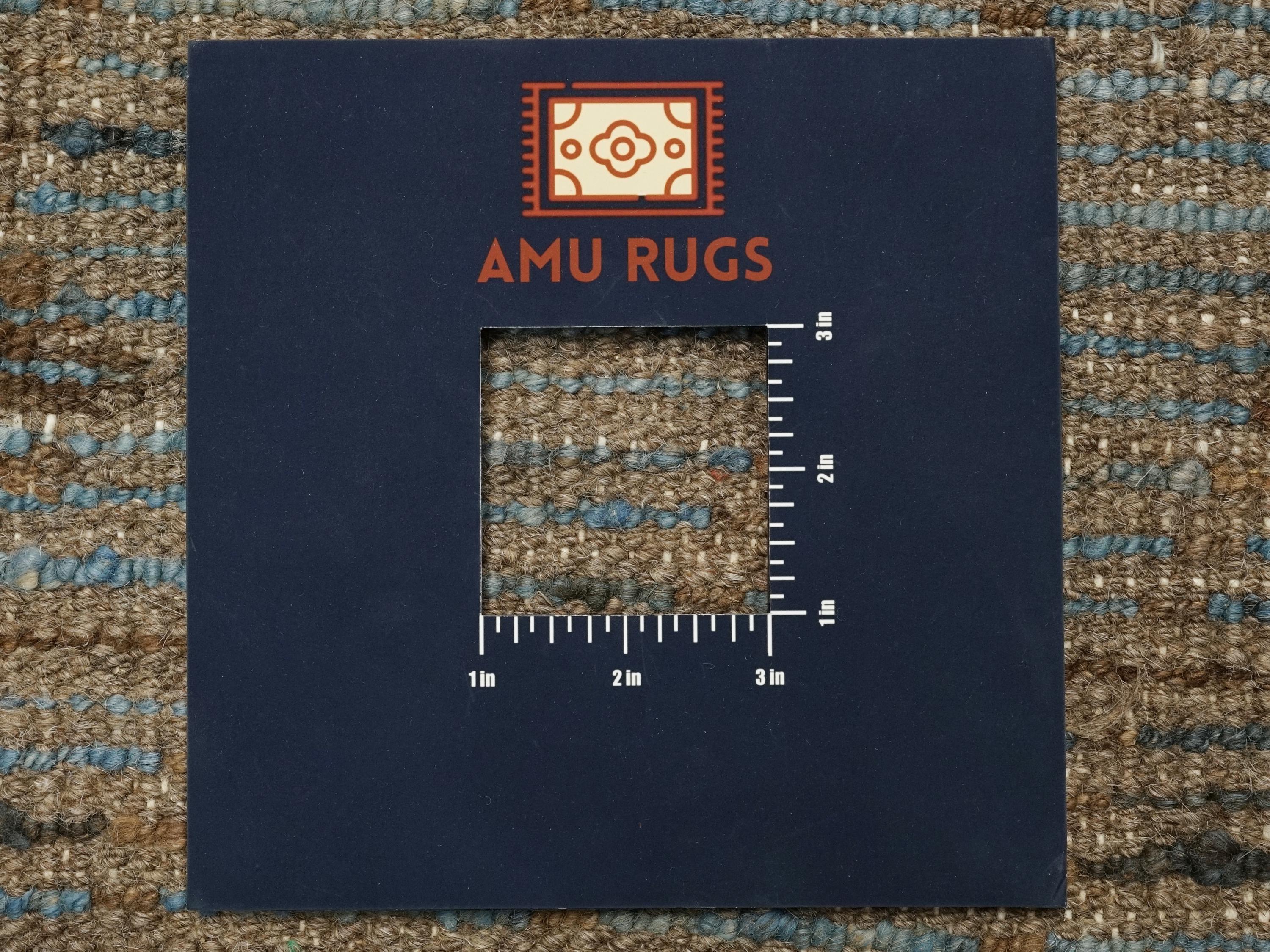 10 Ft Brown & Blue Moroccan Wool Runner Rug: Afghan Handmade Rug