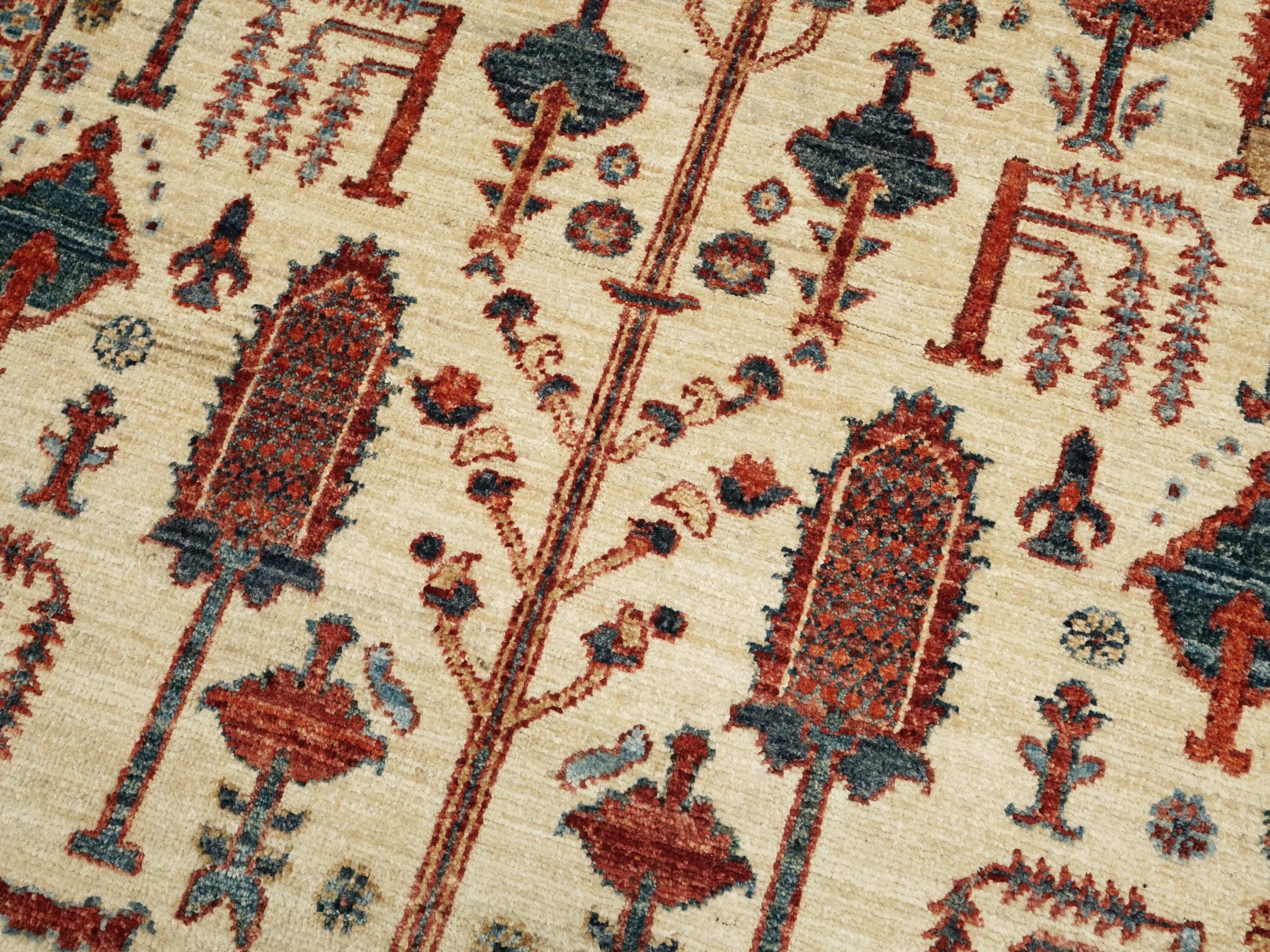 3x5 Ft Beige Serapi Rug - Afghan Oriental Wool Rug