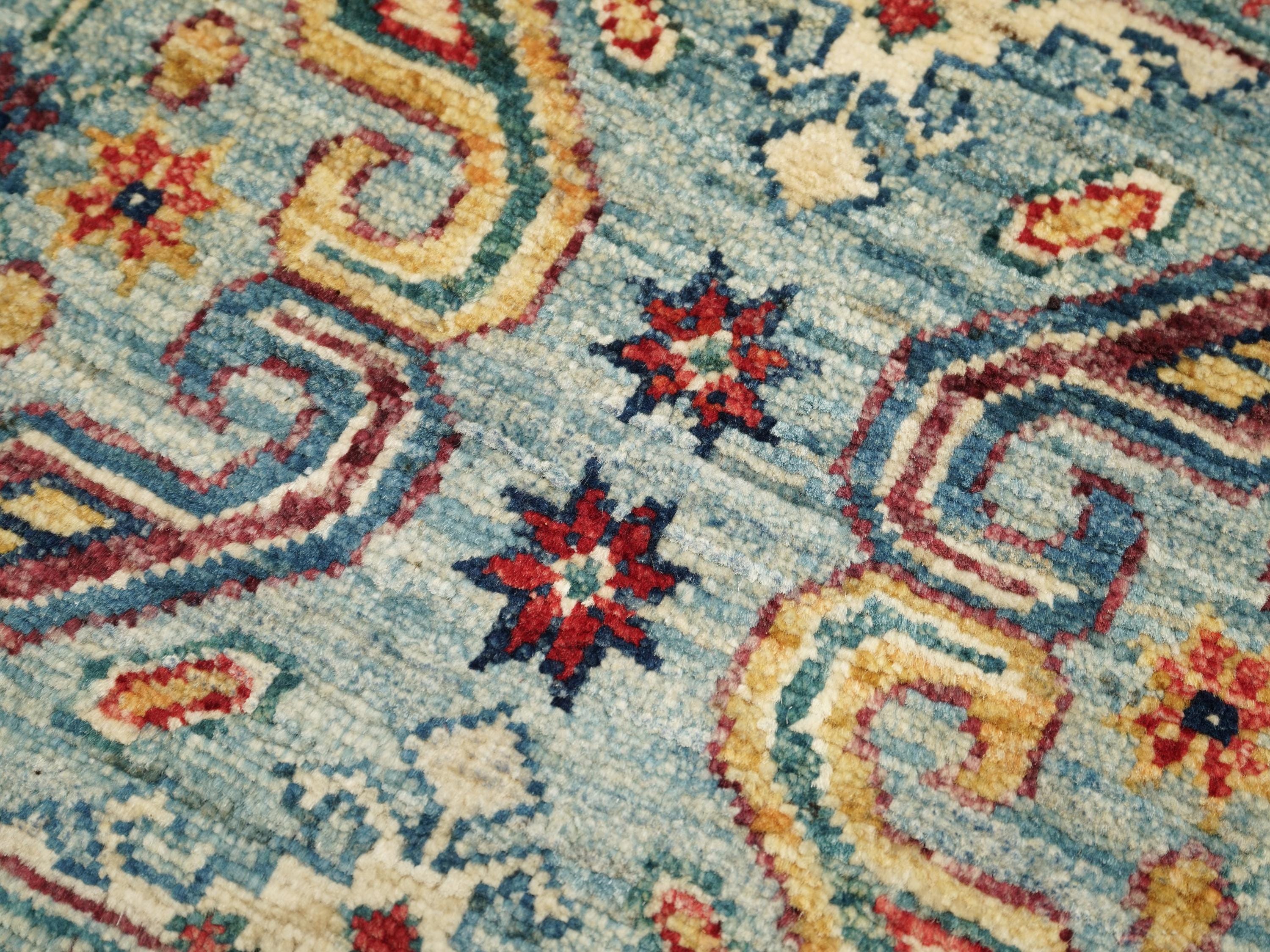 2x3 Ft Handmade Light Blue Khorjin Rug - Afghan Wool Rug
