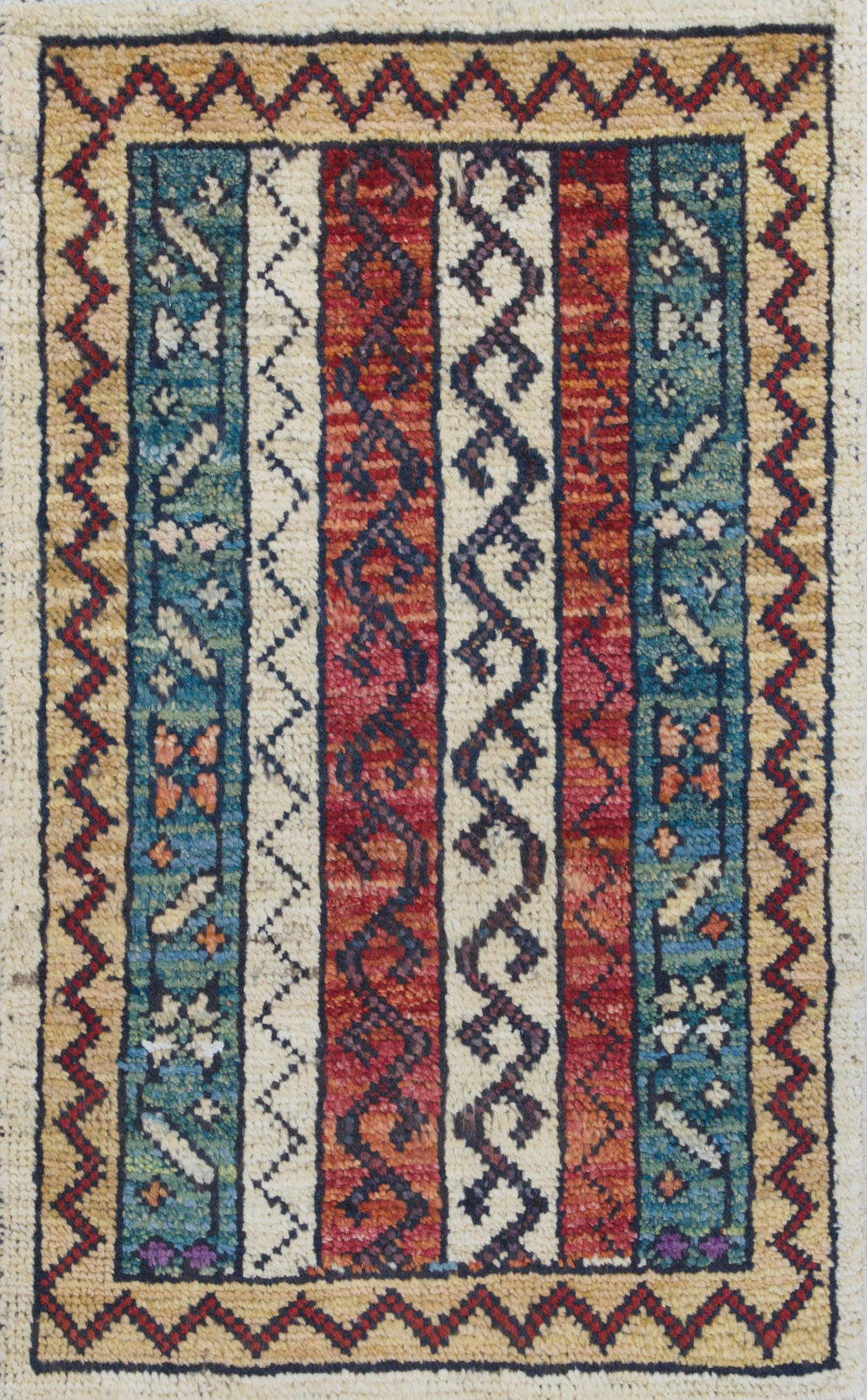 1x2 Ft Gabbeh Rug - Beige Accent Rug