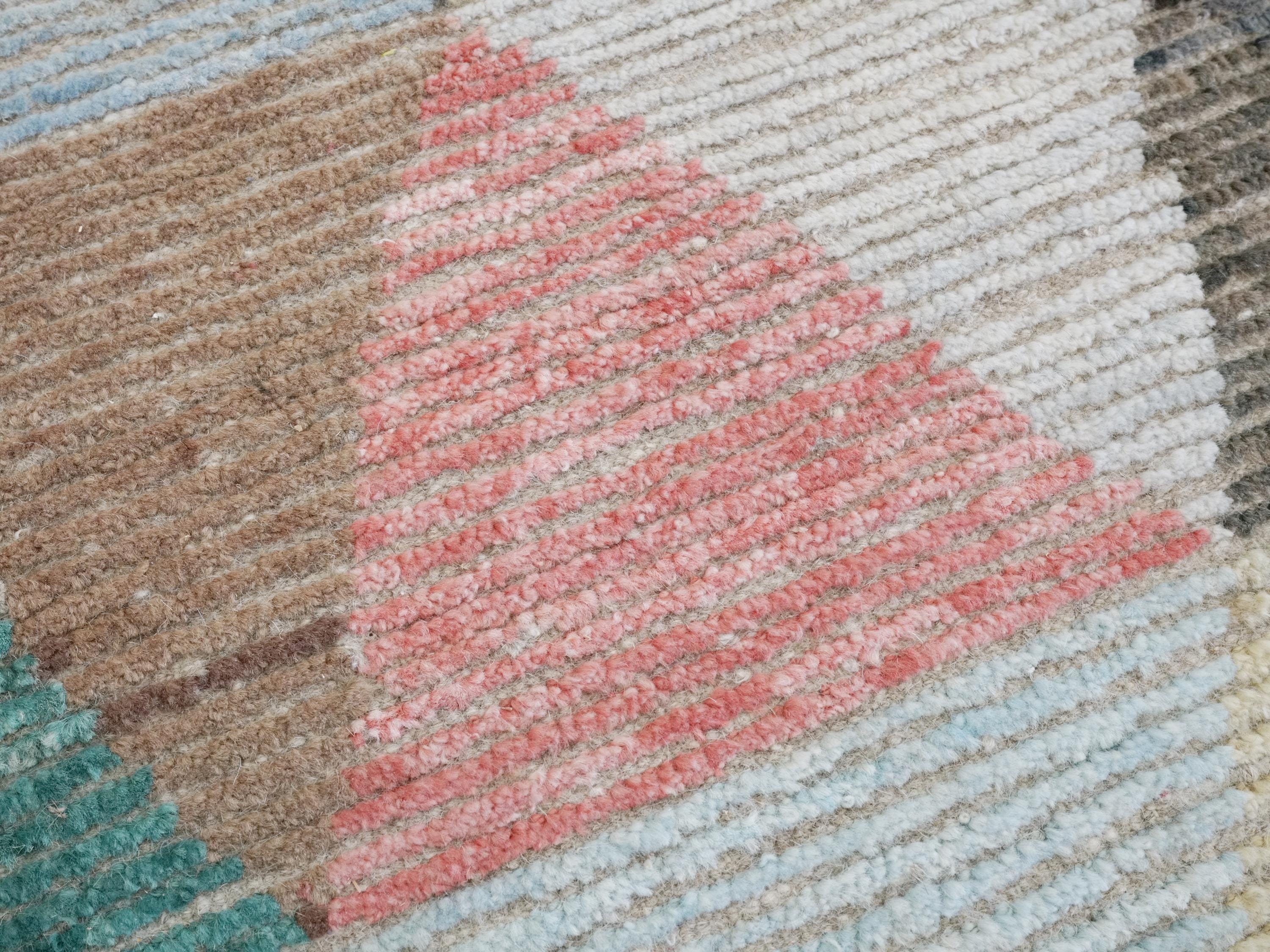 7x10 Ft Colorful Moroccan Wool Rug - Hand Knotted Afghan Rug