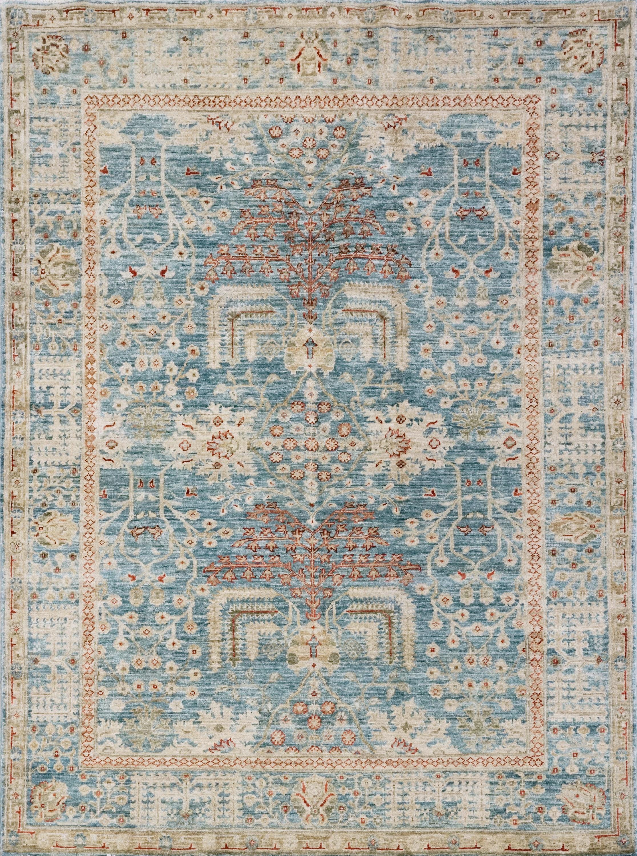 5x7 Ft Blue Serapi Rug - Hand Knotted Oriental Rug - Persian Design