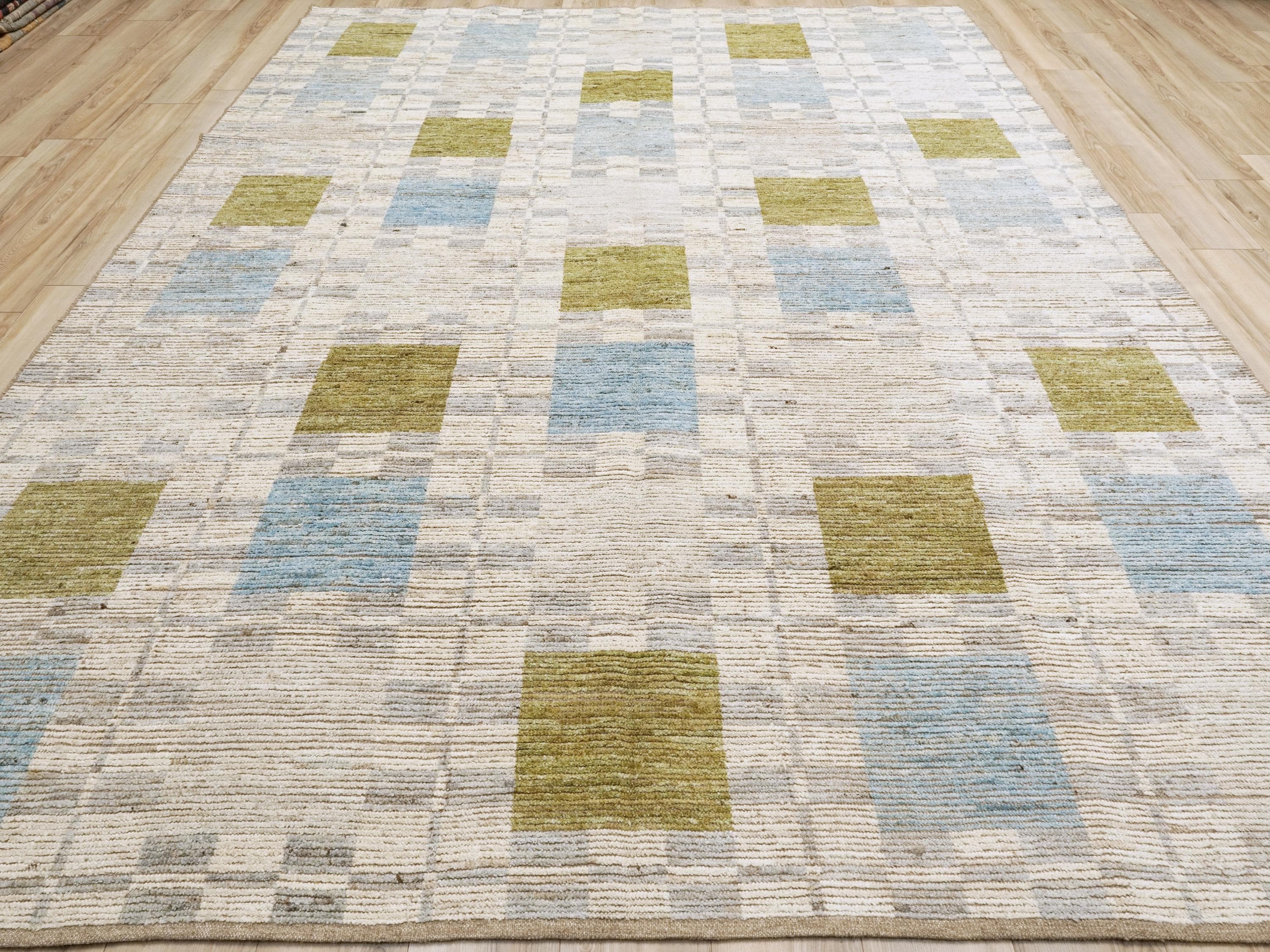 9x12 Ft Blue & Green Moroccan Rug - Afghan Wool Area Rug