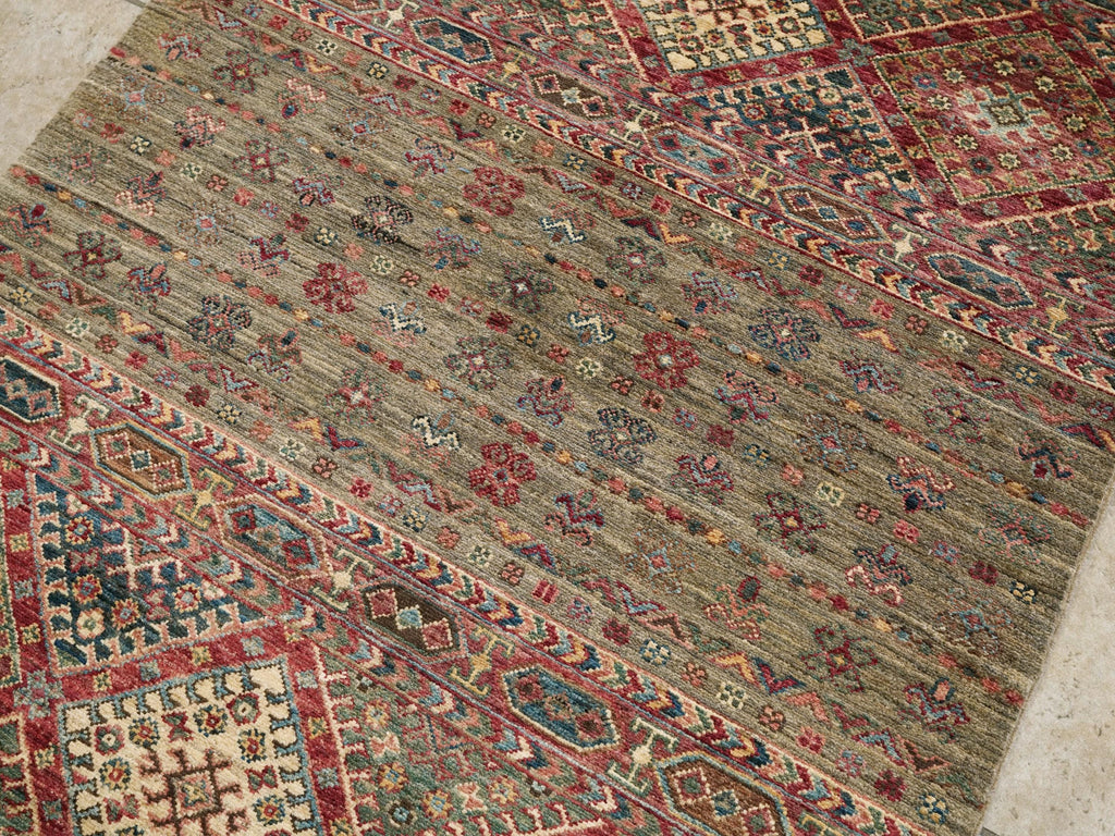 3x4 Ft Brown Khorjin Rug - Traditional Afghan Rug
