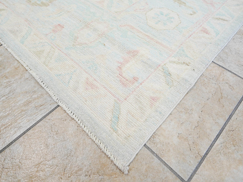 9x12 Ft Light Blue Oushak Rug - Handmade Area Rug - Floral Design
