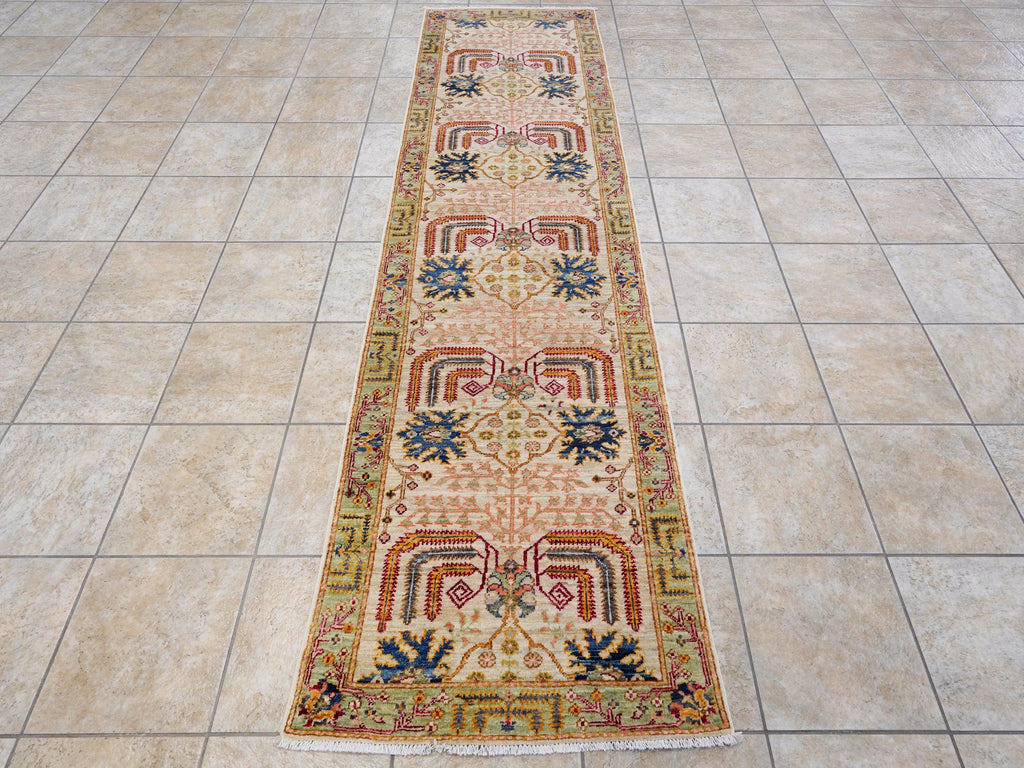 10 Ft Beige Serapi Runner Rug - Hand Knotted Hallway Rug - Persian Design