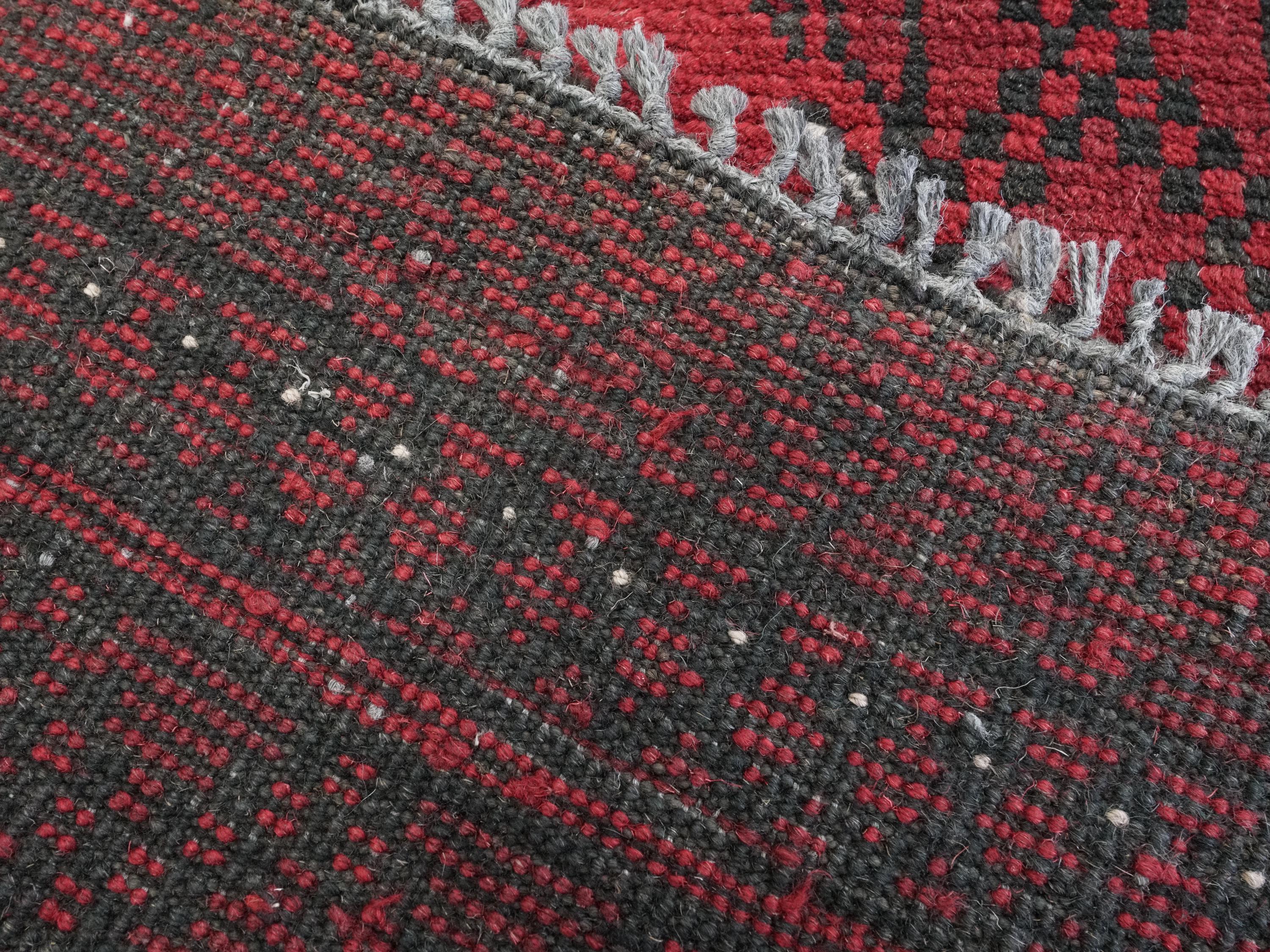 2x3 Ft Red Ersari Rug - Hand Knotted Afghan Wool Rug