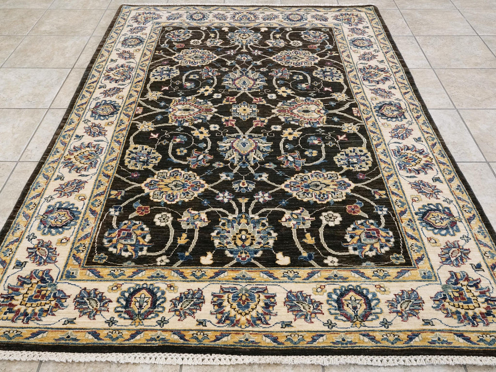 5x7 Ft Black Bidjar Rug - Afghan Oriental Wool Rug - Floral Design