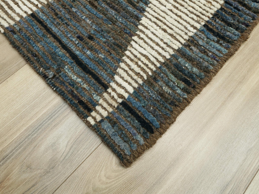 3x5 Ft Dark Blue Moroccan Rug - Hand Knotted Area Rug
