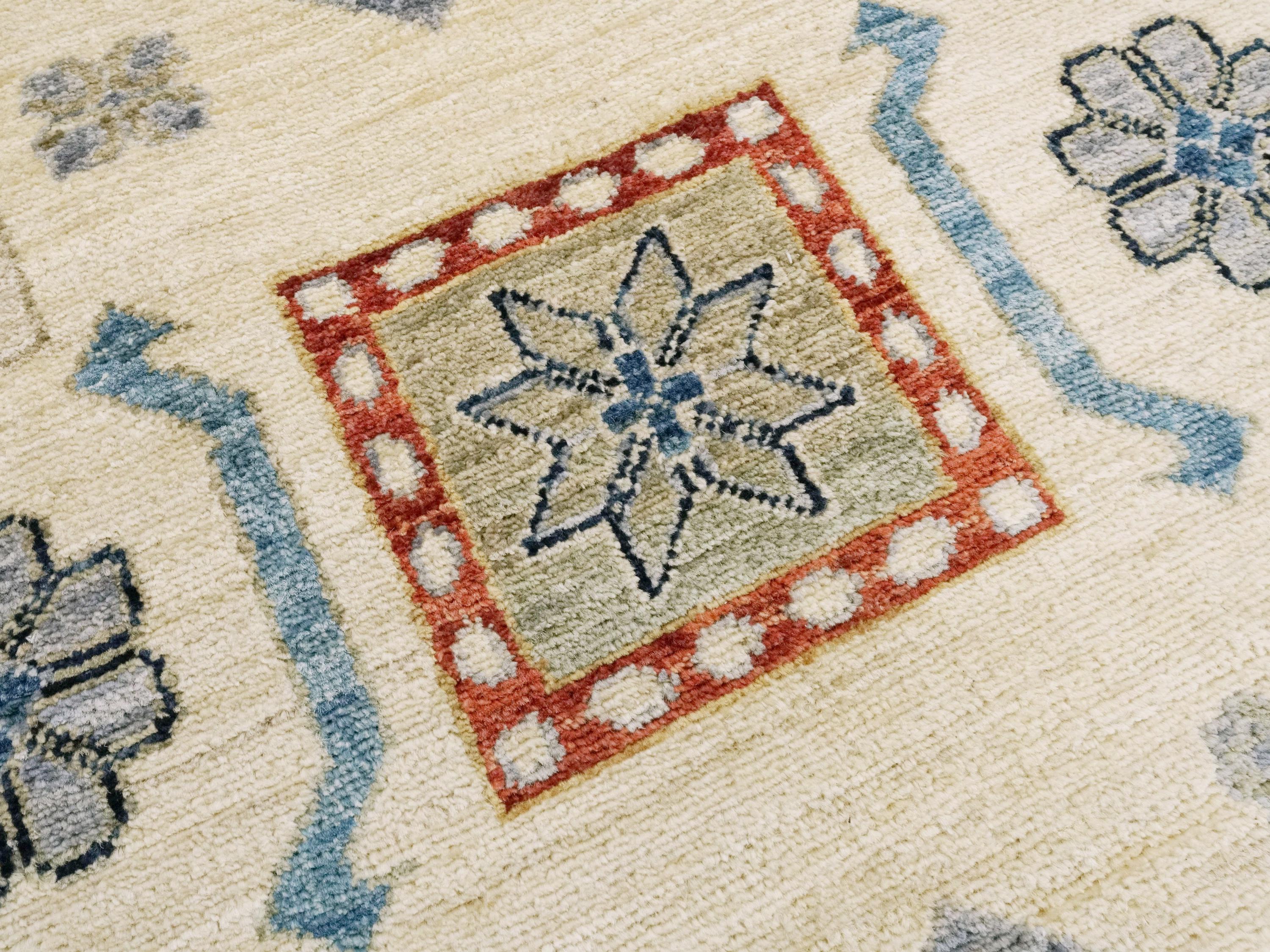 9x12 Ft Light Blue Heriz Rug - Traditional Hand Knotted Area Rug - Geometric Design