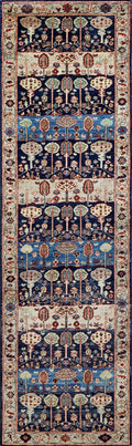 10 Ft Blue Bidjar Runner Rug - Hand Knotted Hallway Rug - Persian Design