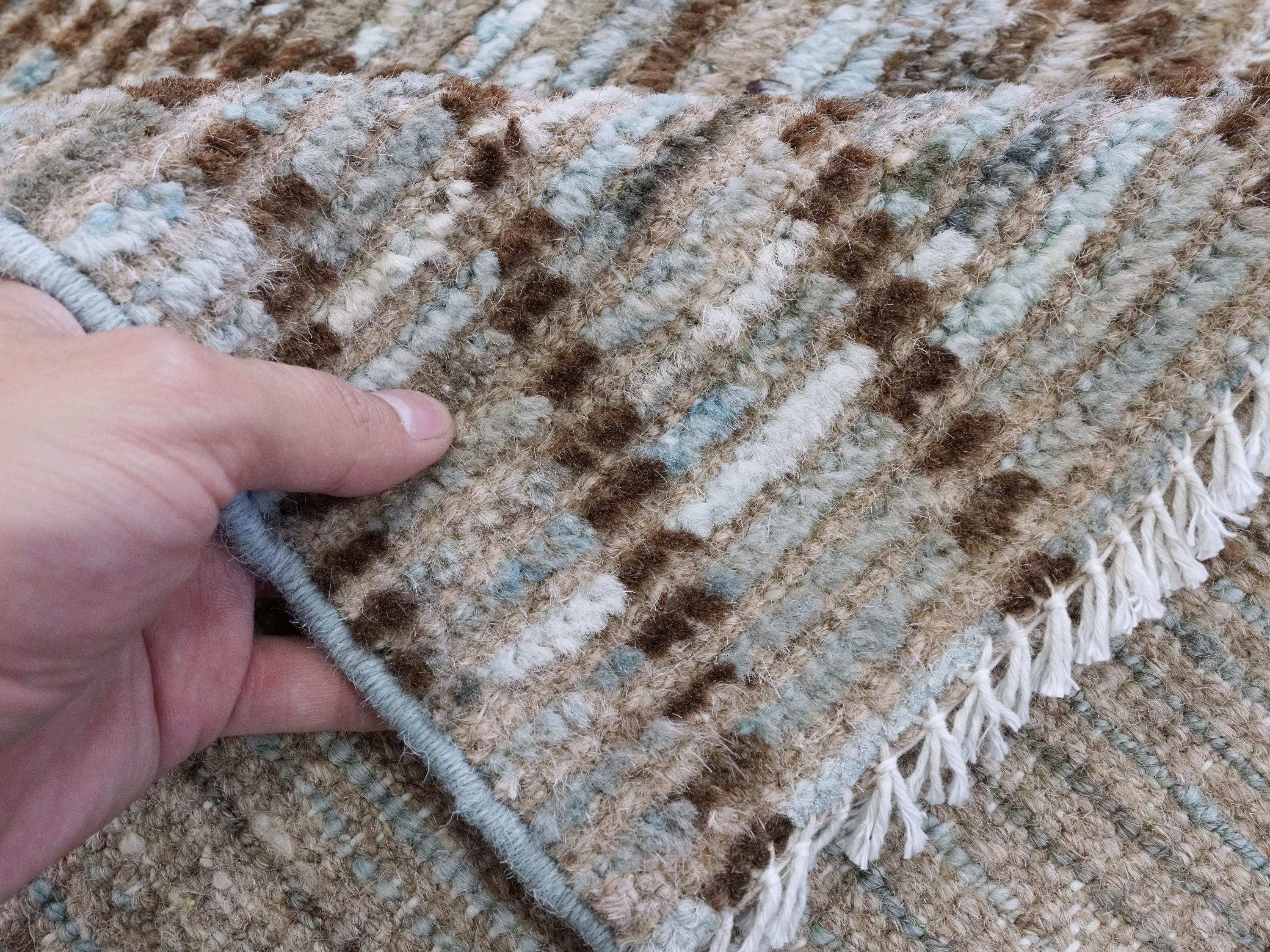 4x6 Ft Blue & Brown Moroccan Rug - Hand Knotted Wool Area Rug