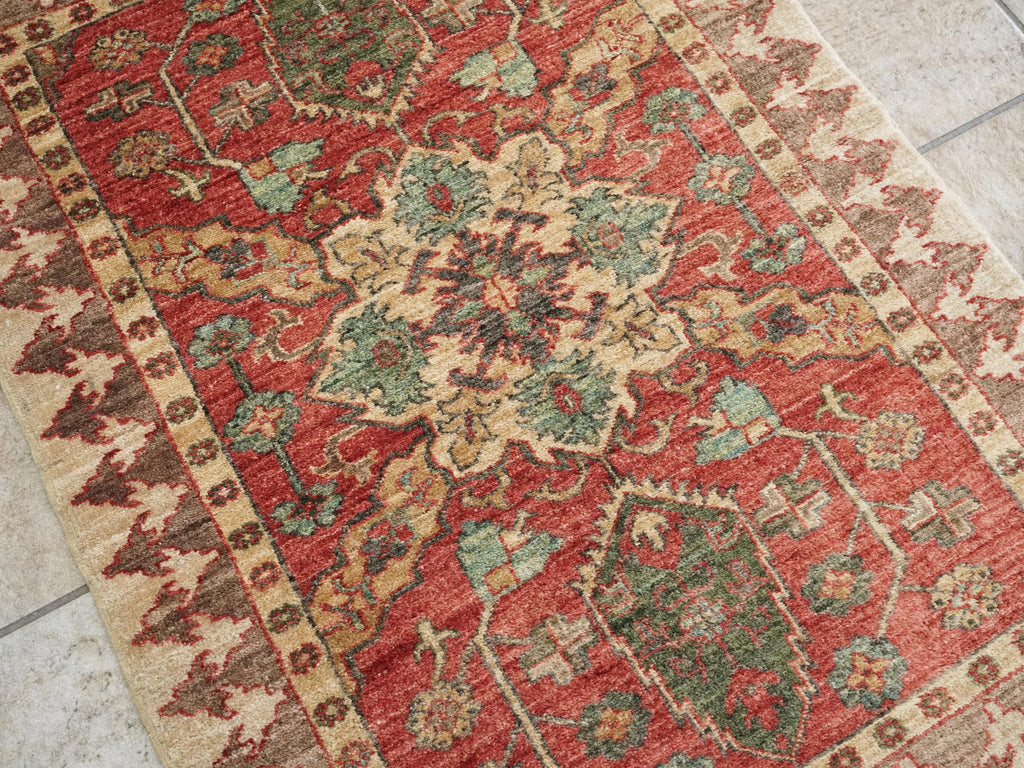 2x3 Ft Hand Knotted Red Bidjar Rug - Ghazni Wool Persian Rug