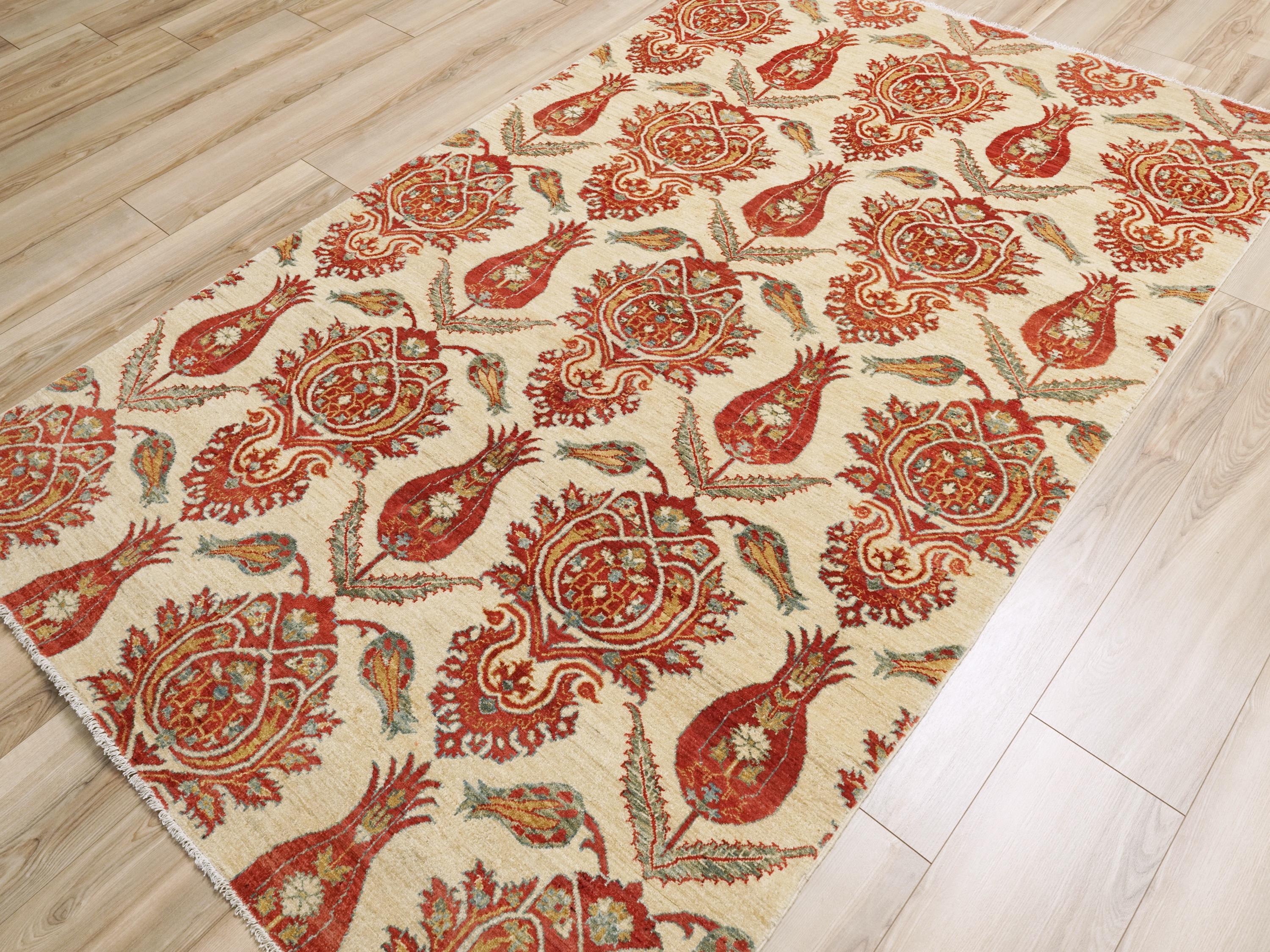 5x8 Ft Red & Beige Bidjar Rug - Afghan Oriental Area Rug