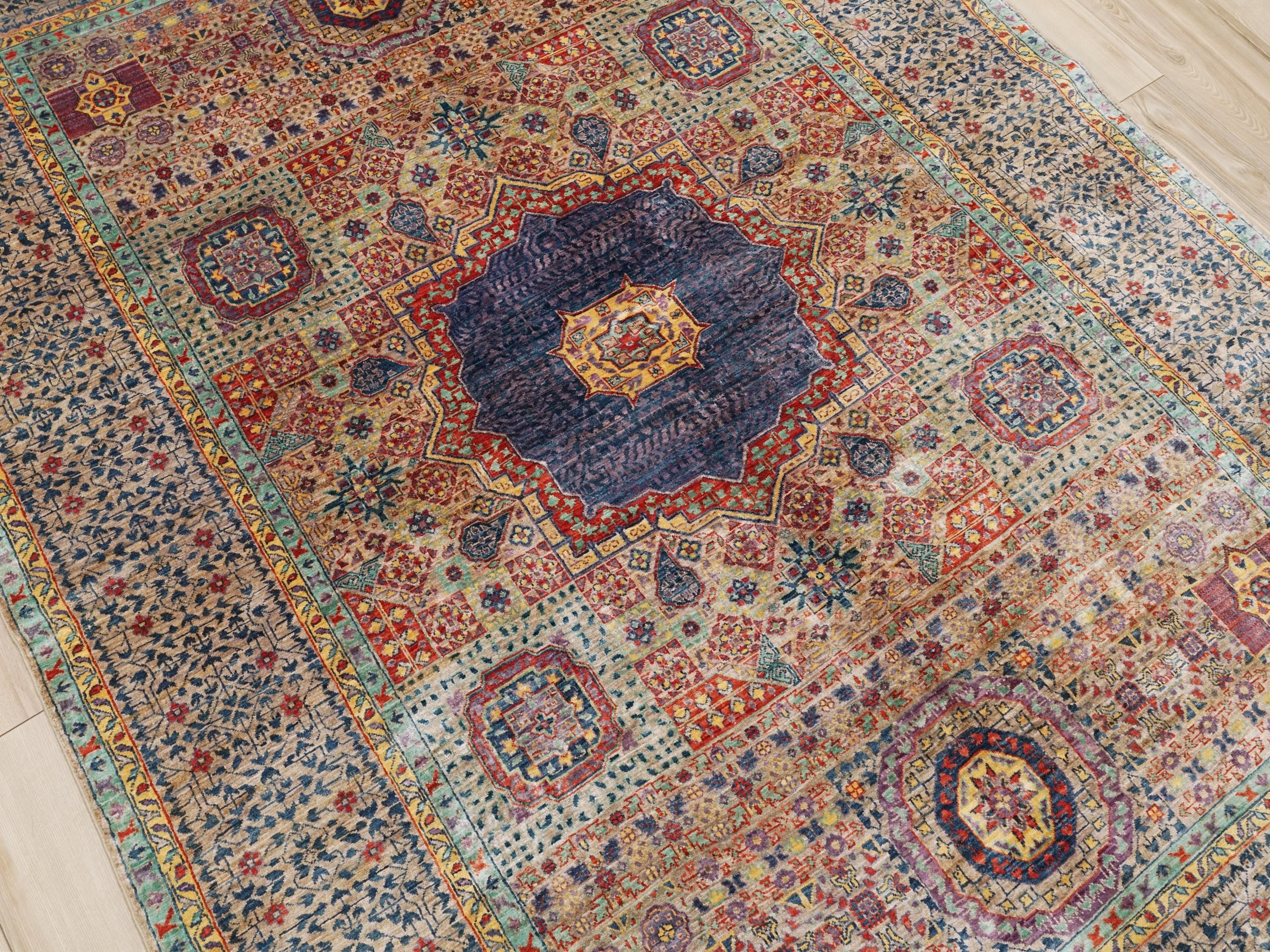 6x9 Ft Orange Mamluk Rug - Afghan Oriental Rug