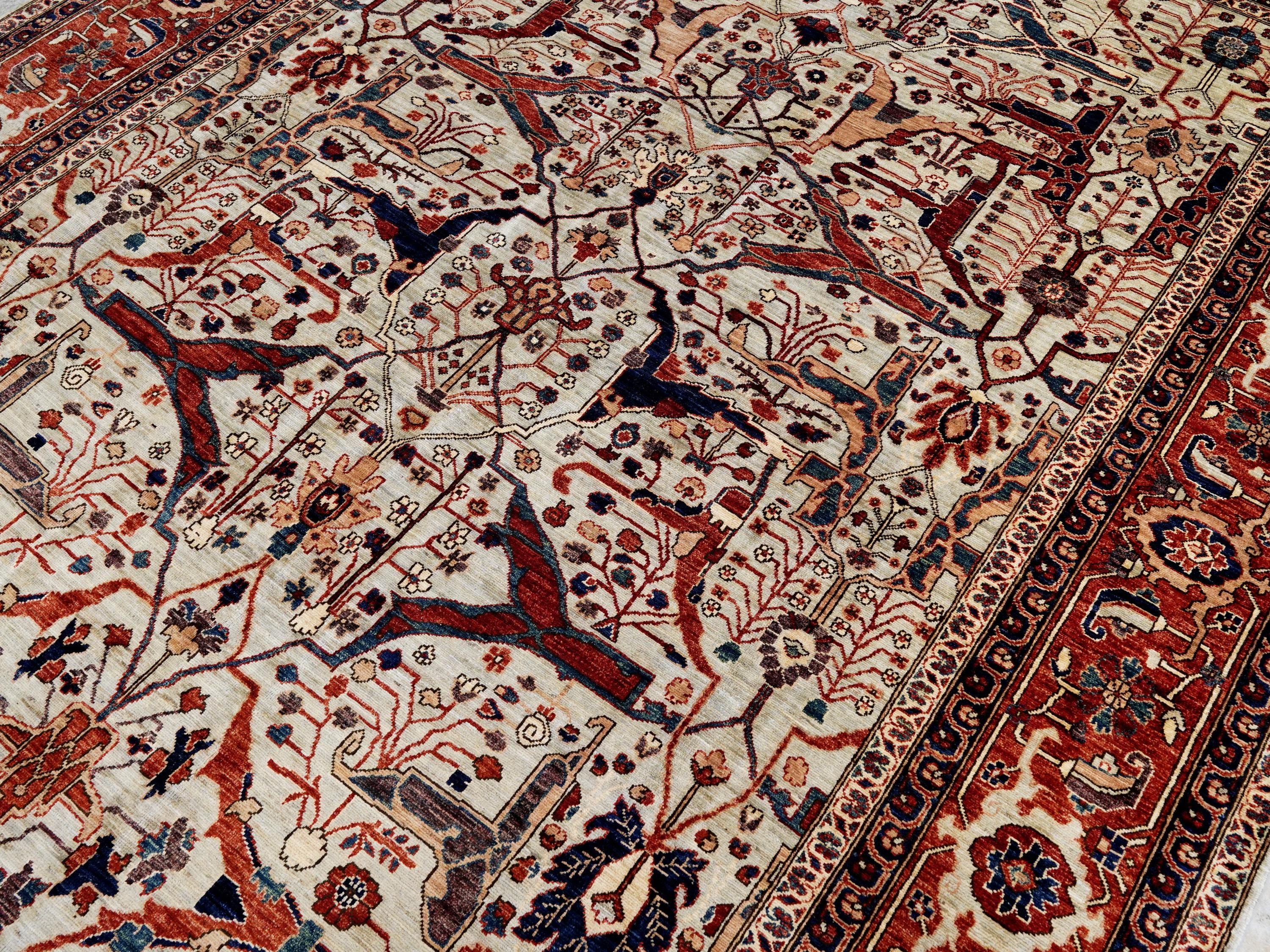 9x12 Ft Red & Gray Bidjar Rug - Afghan Oriental Area Rug - Persian Design