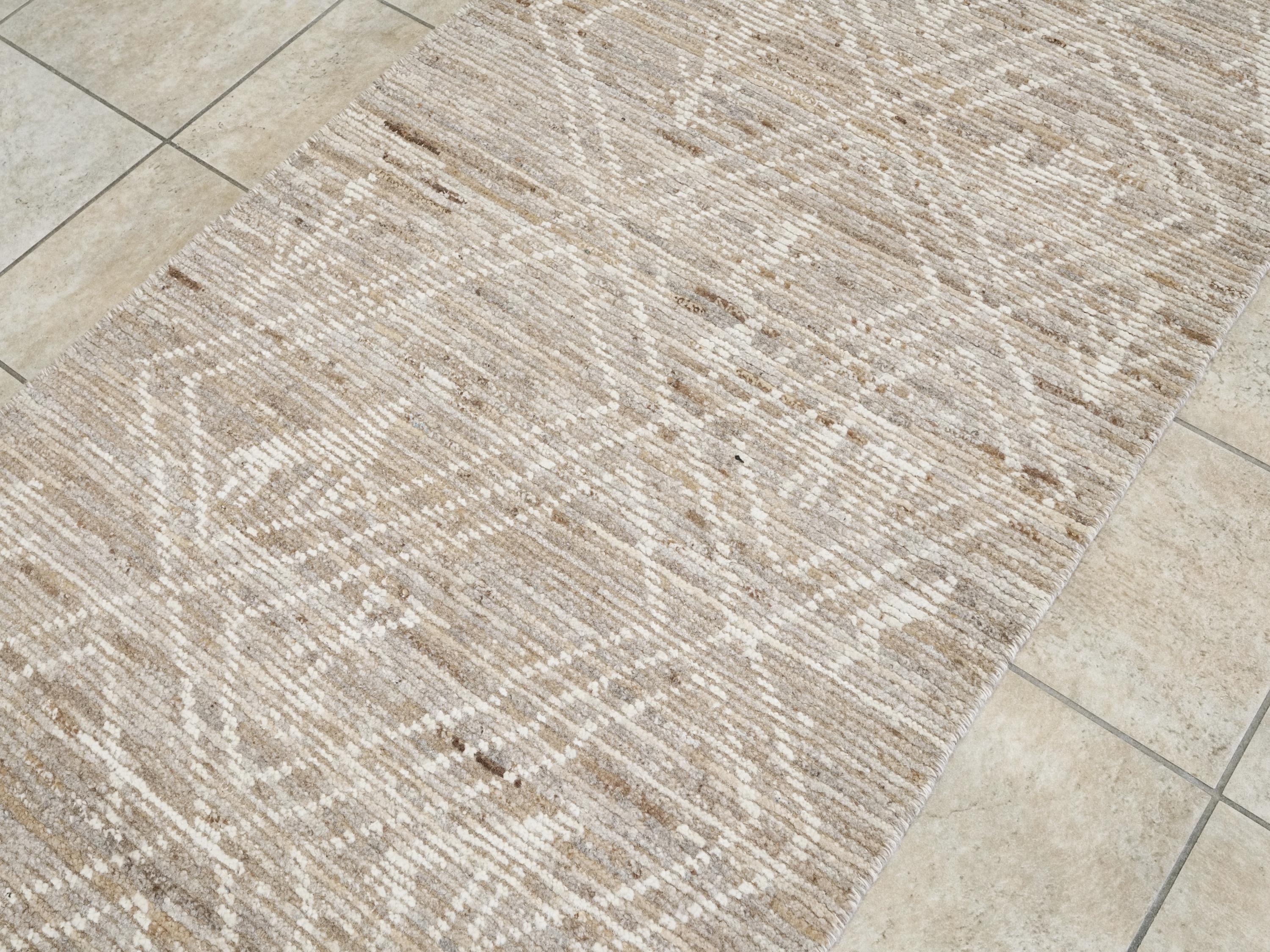 19 Ft Hand Knotted Afghan Runner Rug - Light Brown Wool Rug - Tribal Design