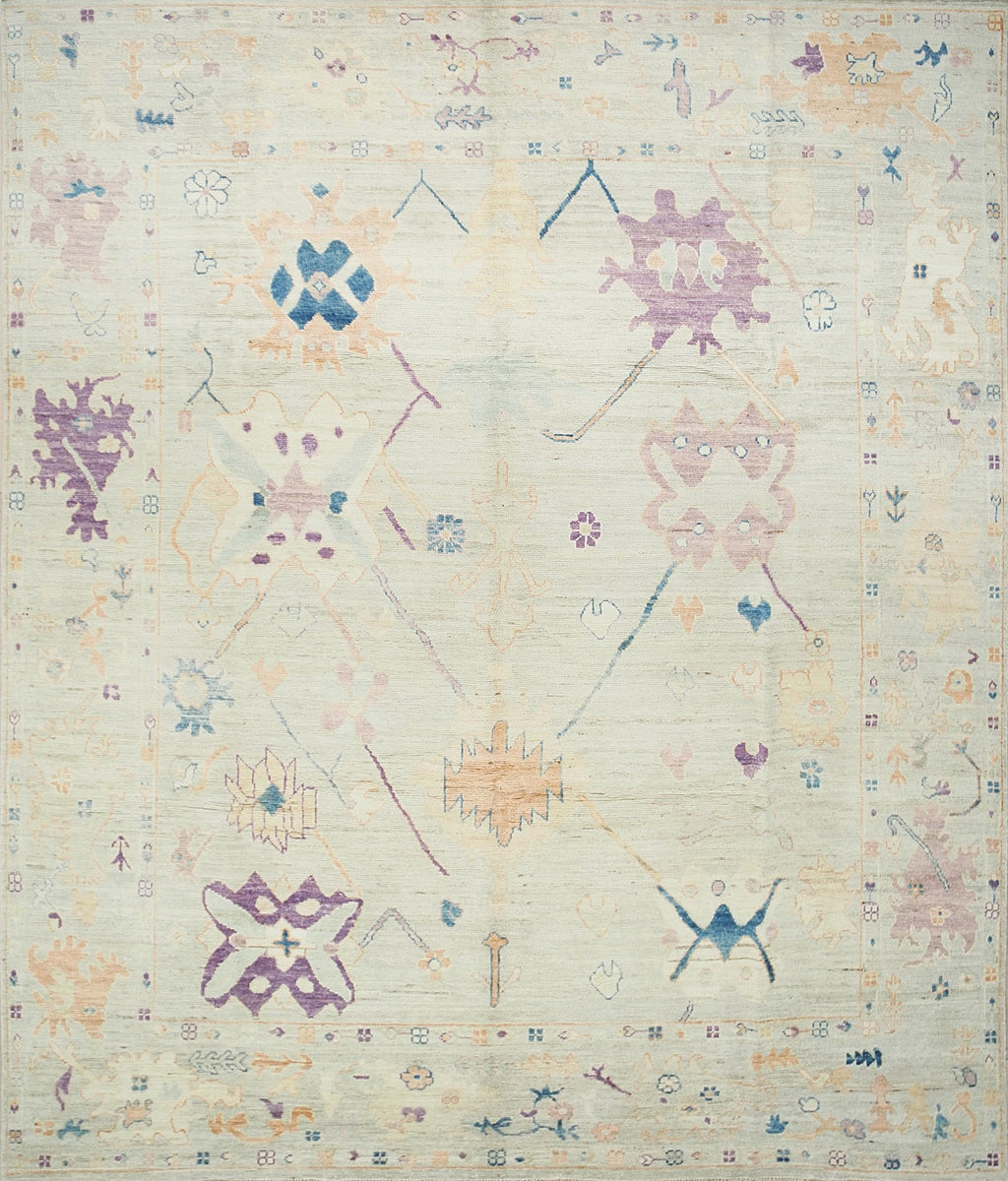 8x10 Ft Light Green Oushak Wool Rug - Hand Knotted Area Rug