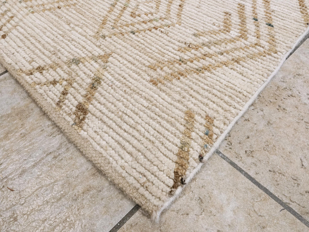 7x16 Ft Beige Moroccan Runner Rug - Hand Knotted Afghan Wool