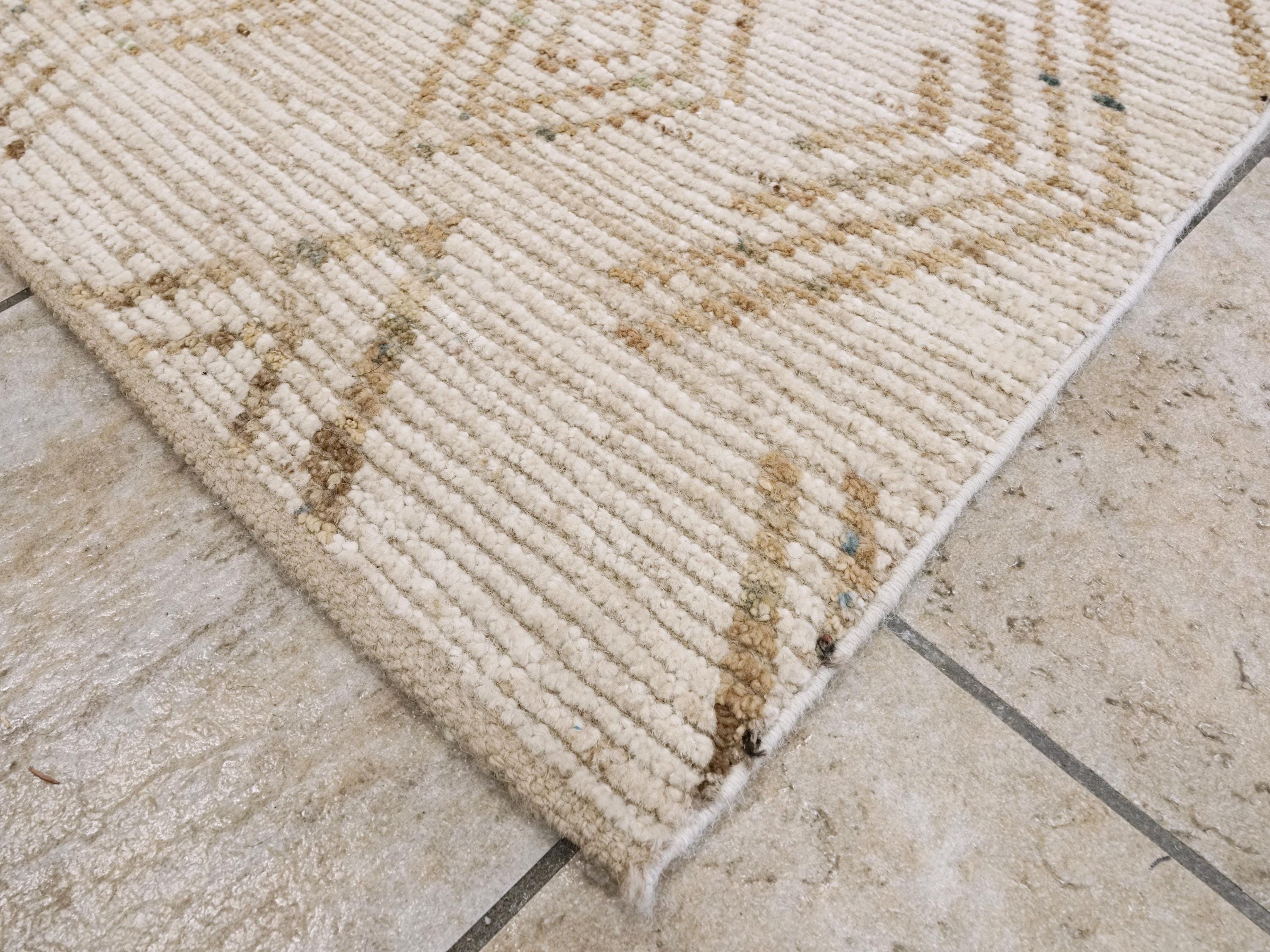 7x16 Ft Beige Moroccan Runner Rug - Hand Knotted Afghan Wool