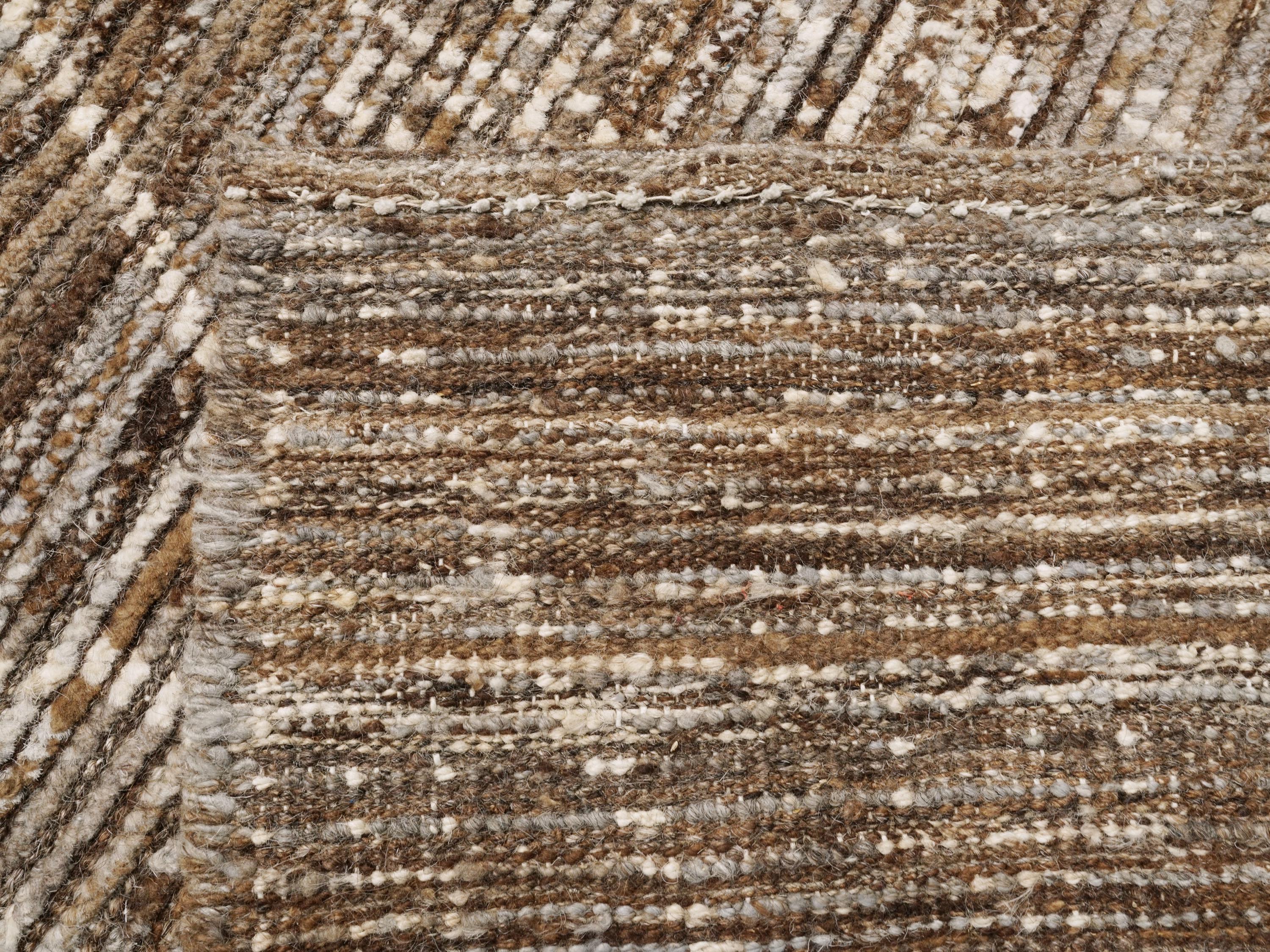 7x10 Ft Brown Moroccan Rug - Hand Knotted Area Rug