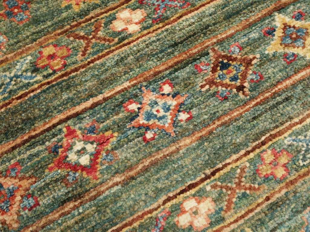 3x5 Ft Green Khorjin Rug - Afghan Wool Area Rug