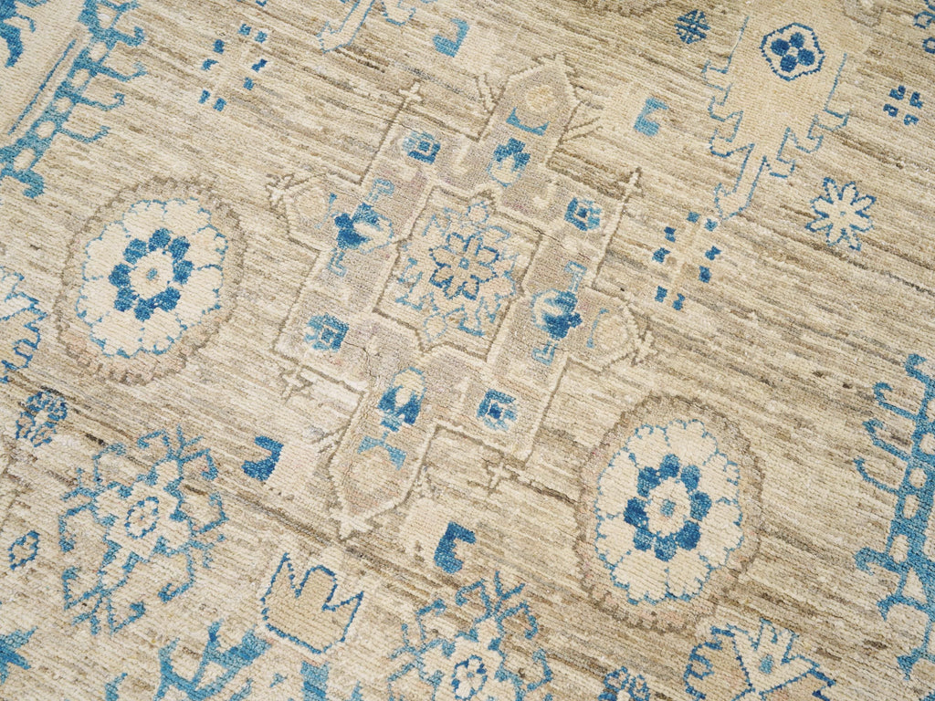 6x10 Ft Antique Heriz Rug - Beige & Blue Persian Rug